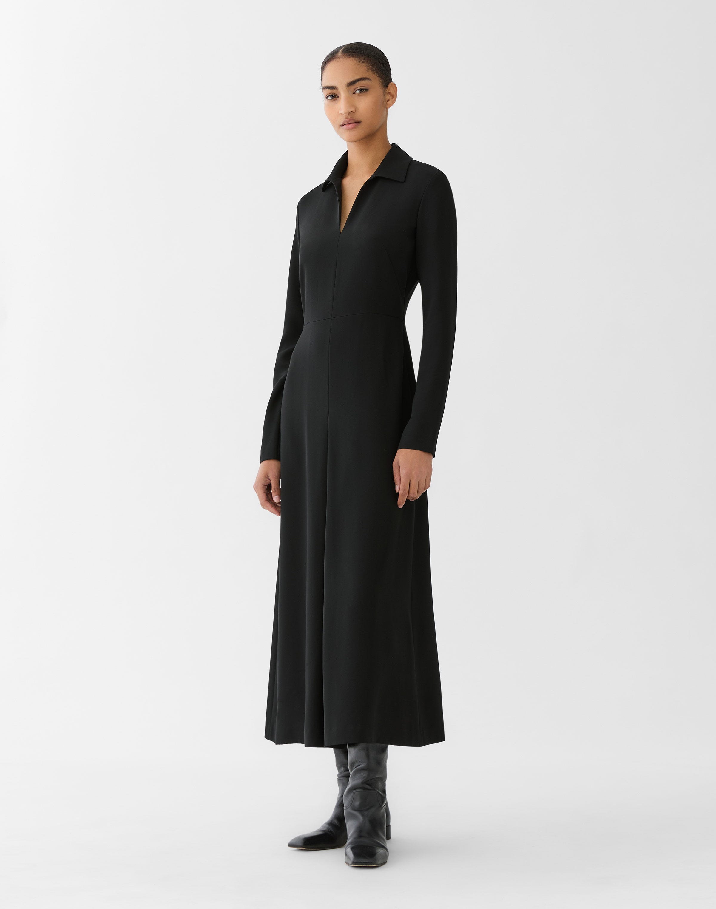 Responsible Finesse Crepe V-Neck Midi Dress
