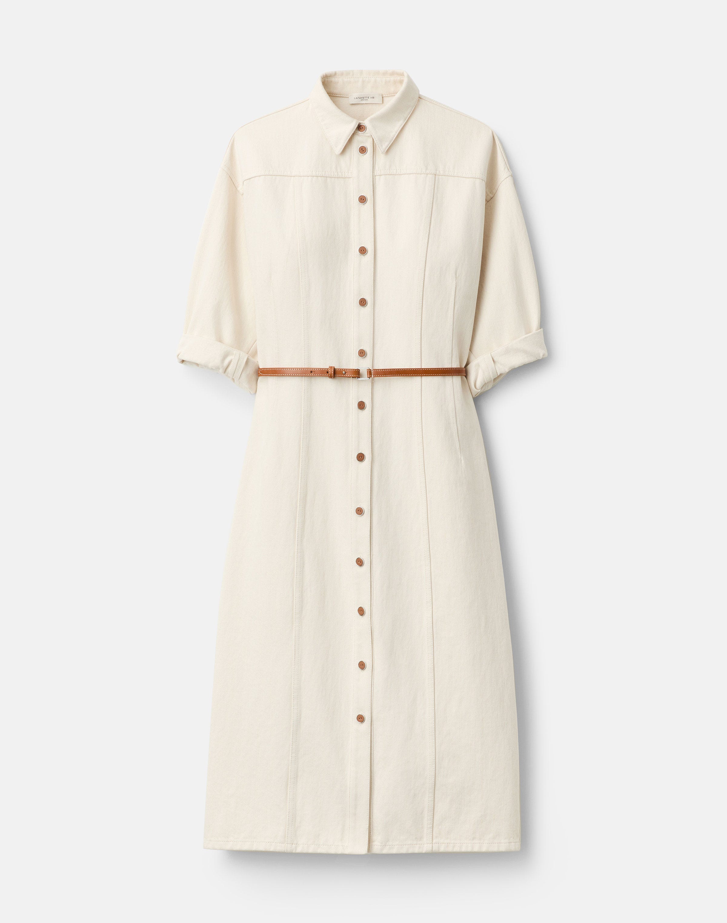 L148 Denim Belted Midi Shirtdress