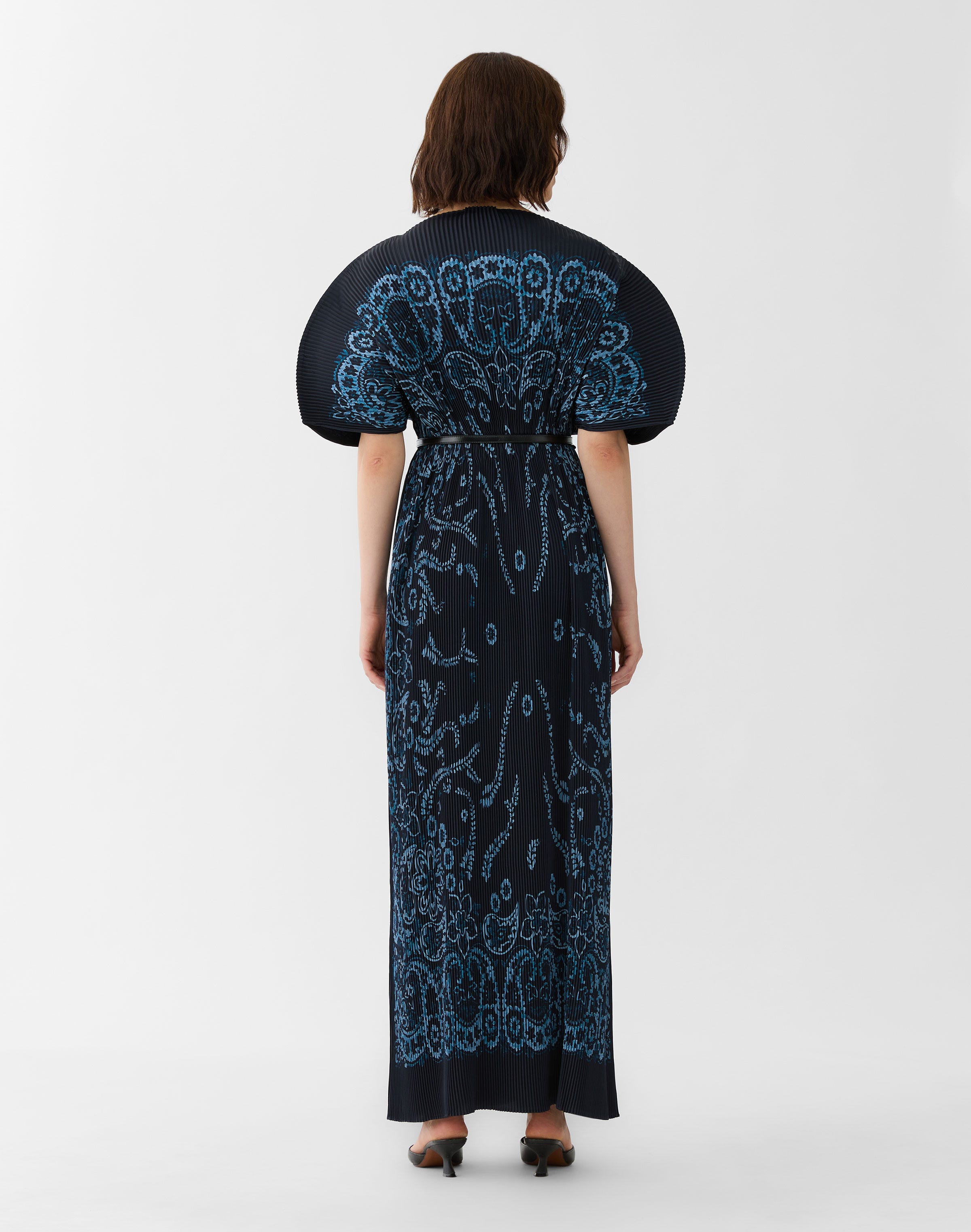 Bandana Print Plissé Belted Dress 