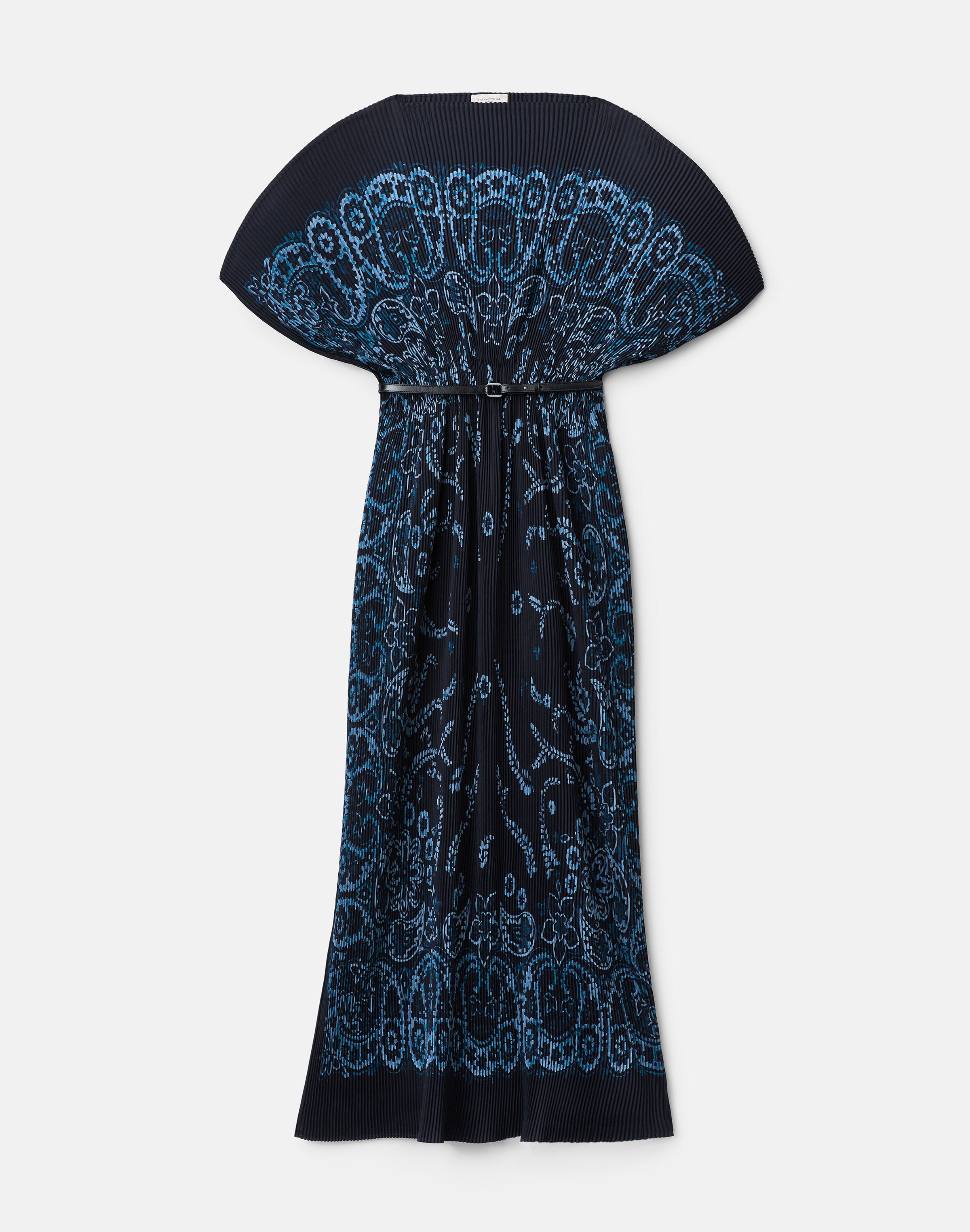 Bandana Print Plissé Belted Dress 
