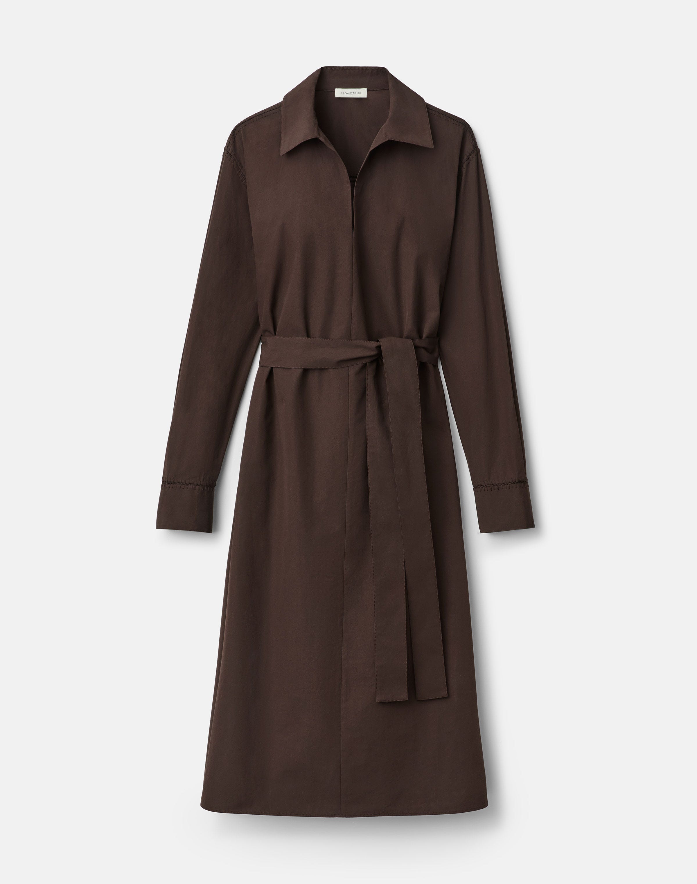 Organic Cotton Poplin Whipstitch Belted Shirtdress