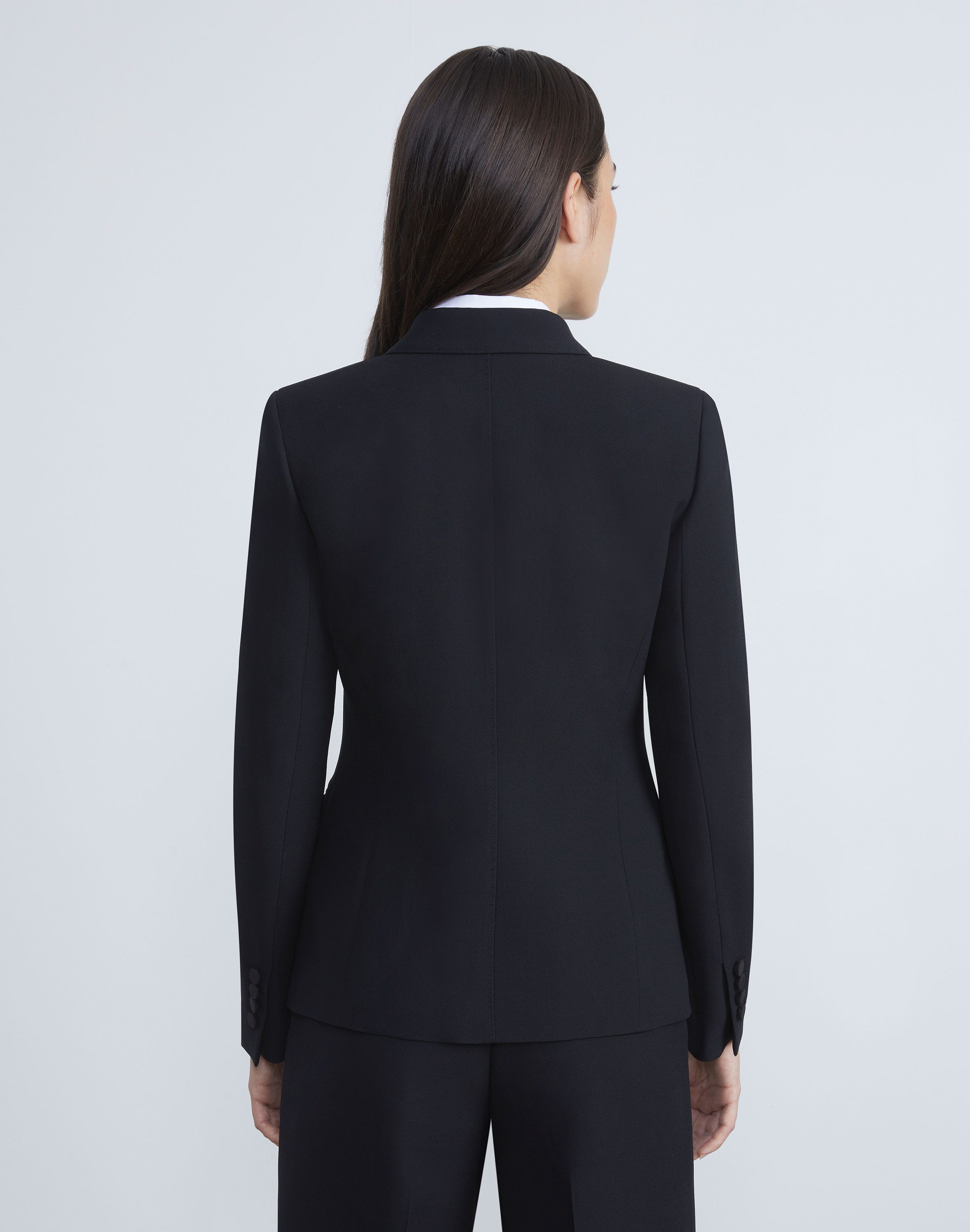 Petite Wool-Silk Crepe Three-Button Academy Blazer
