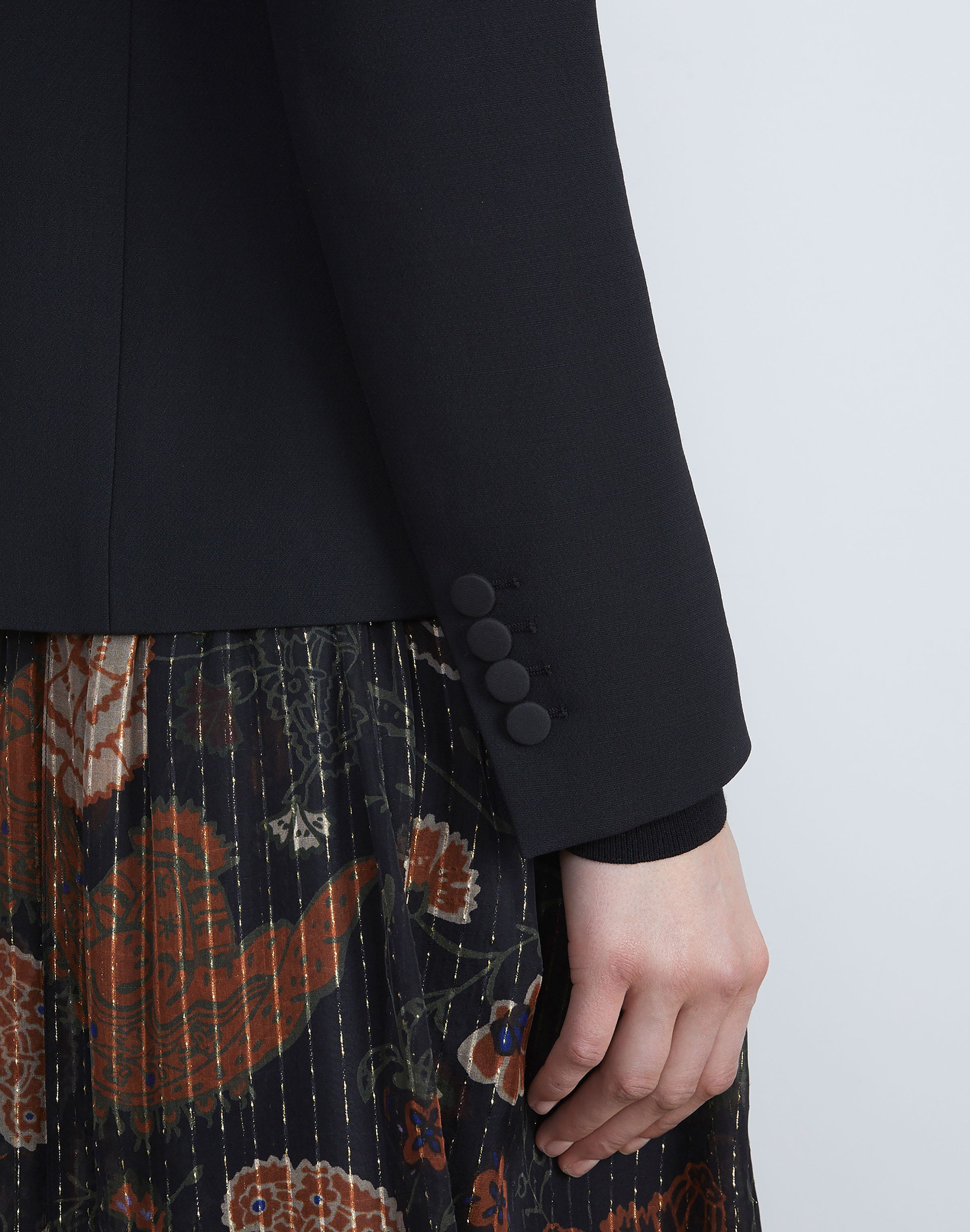 Petite Wool-Silk Crepe Three-Button Academy Blazer