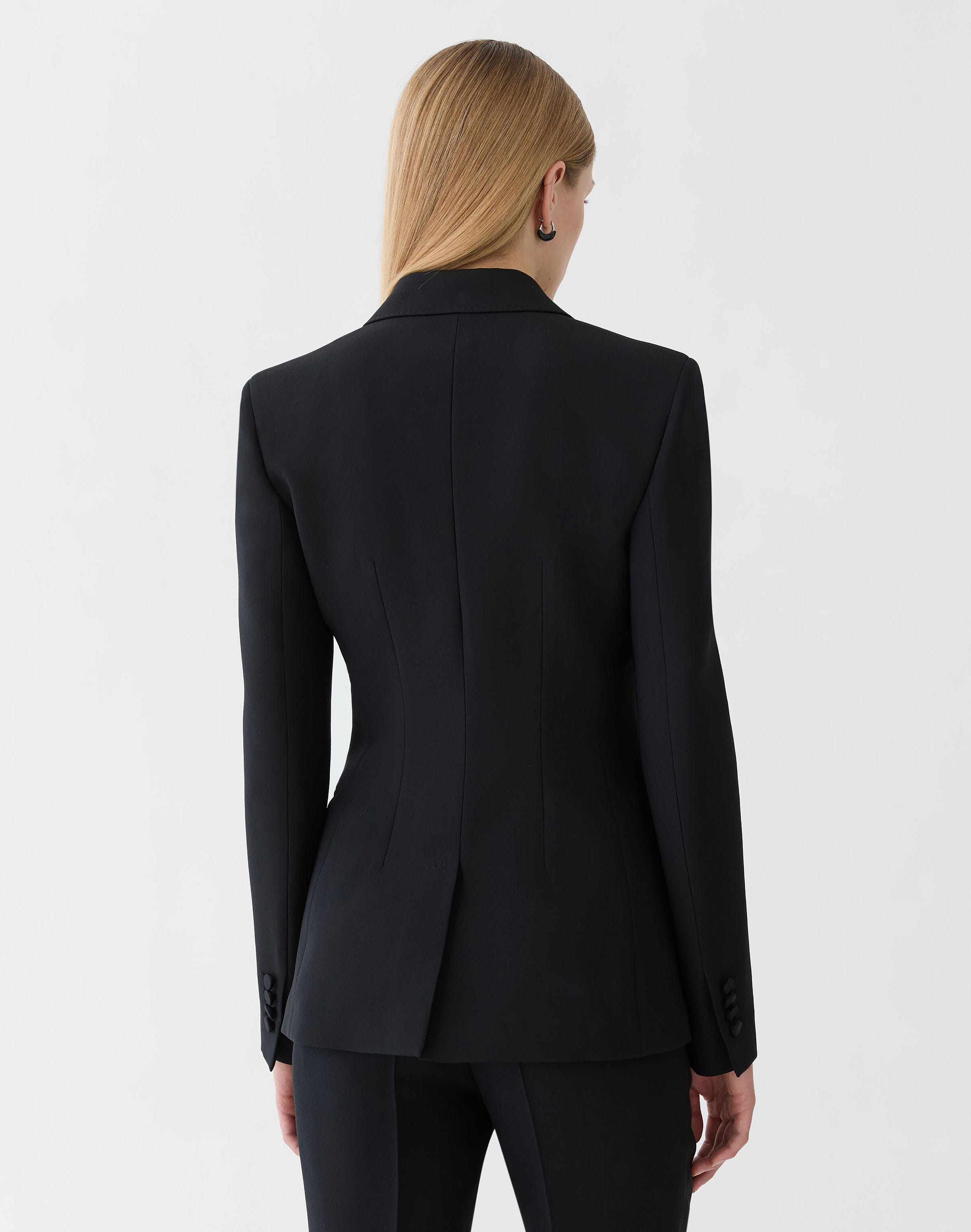 Wool-Silk Crepe Hand Embellished Rose Blazer
