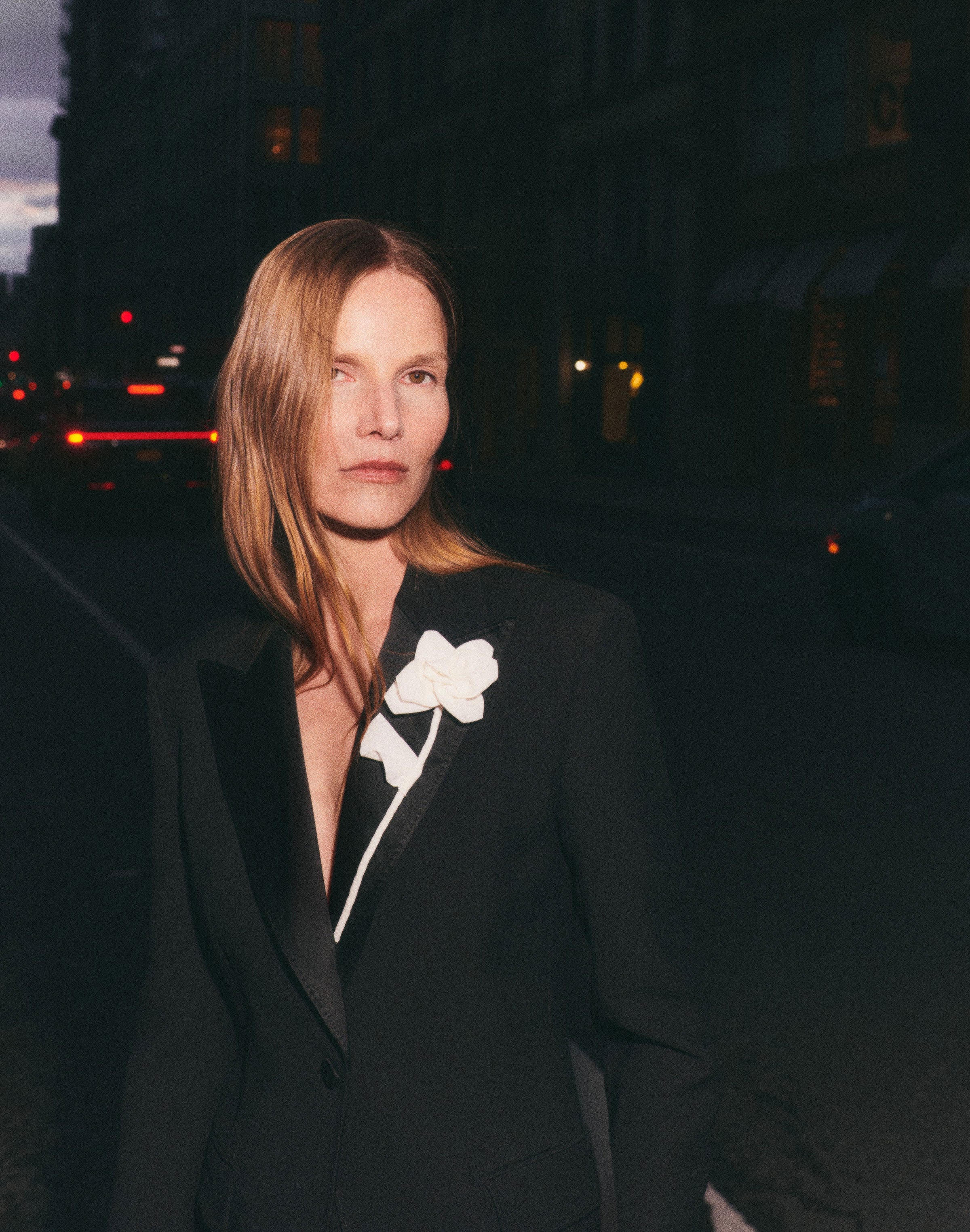 Wool-Silk Crepe Hand Embellished Rose Blazer