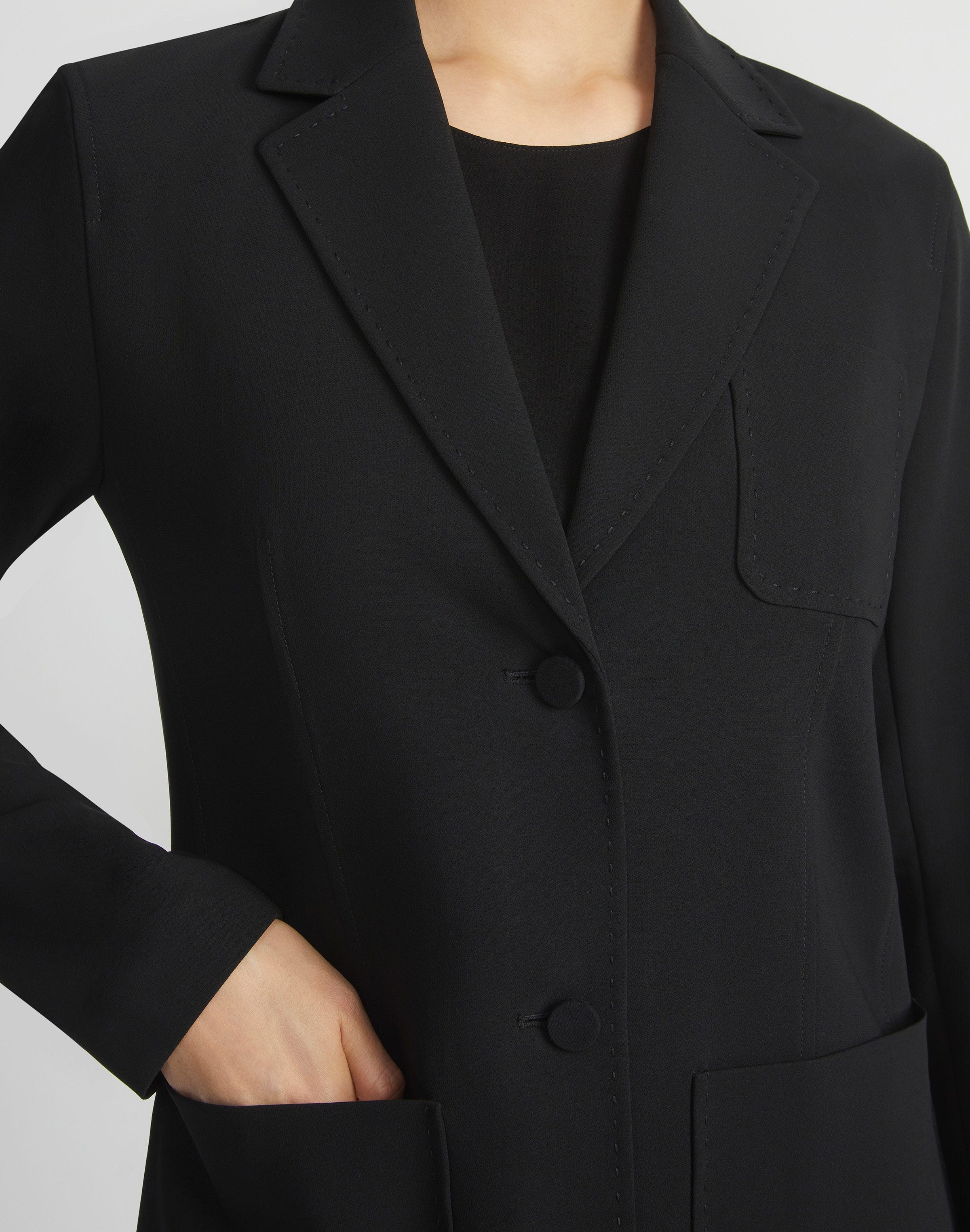 Petite Finesse Crepe Three Pocket Blazer