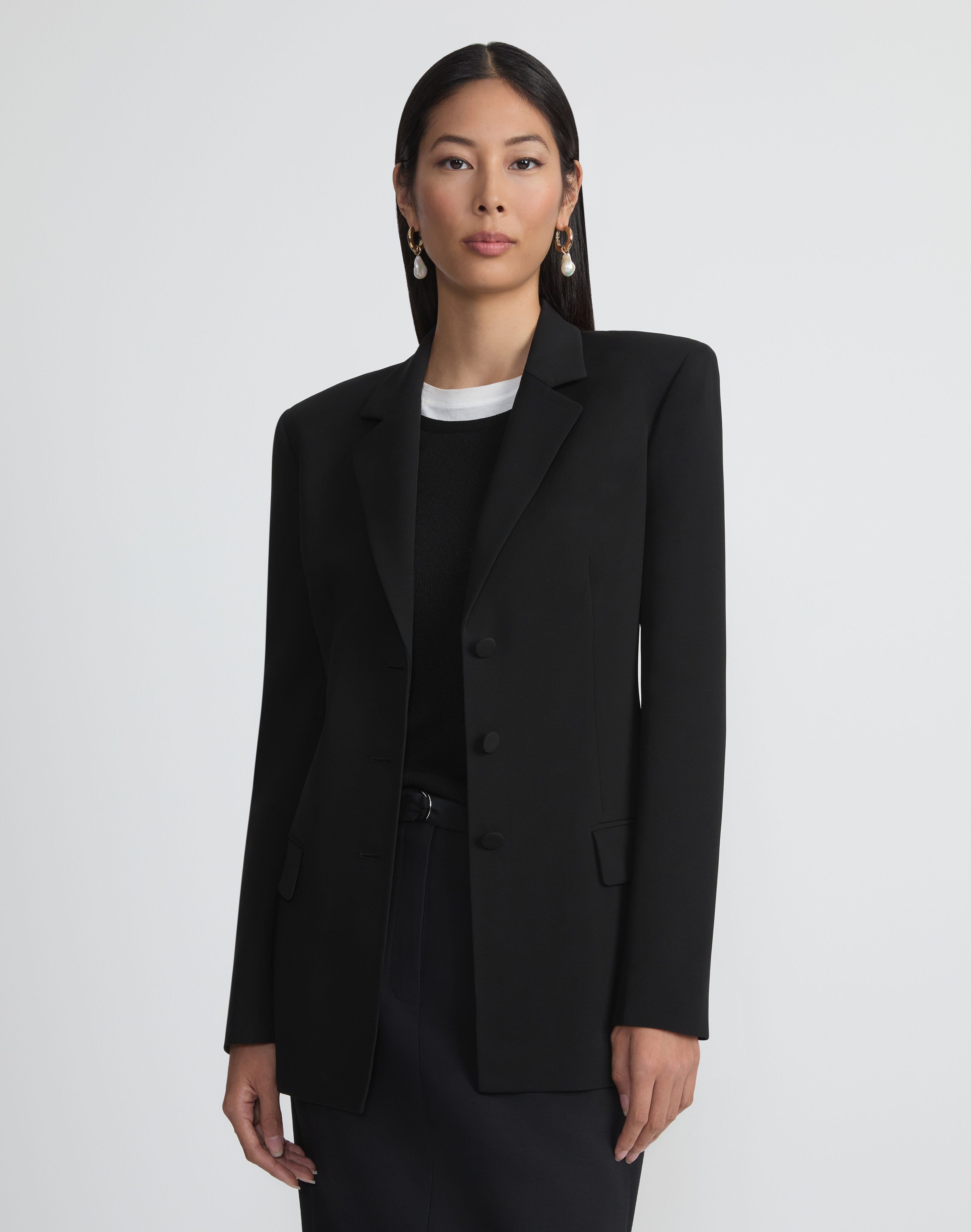 Responsible Finesse Crepe Three Button Blazer