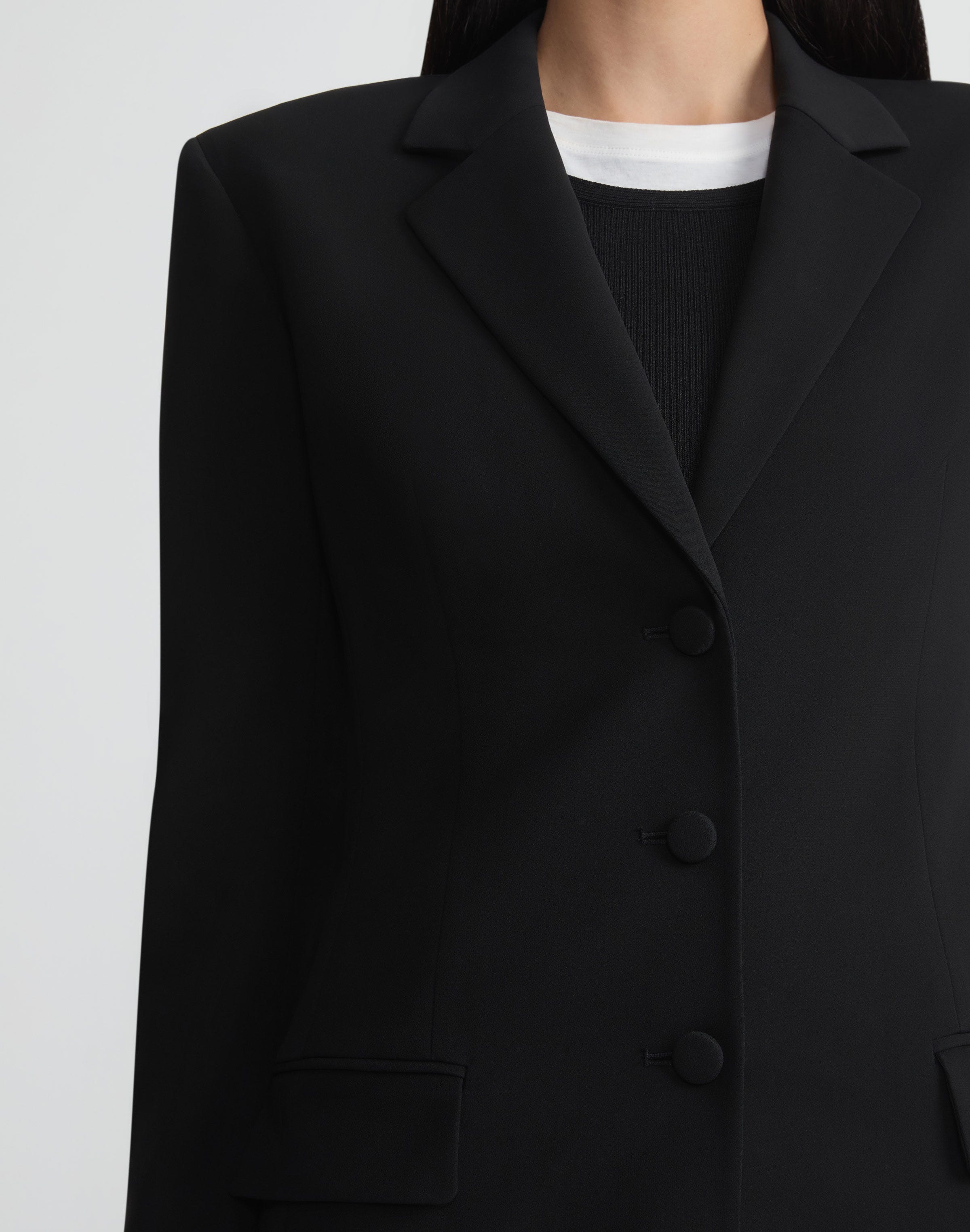 Responsible Finesse Crepe Three Button Blazer