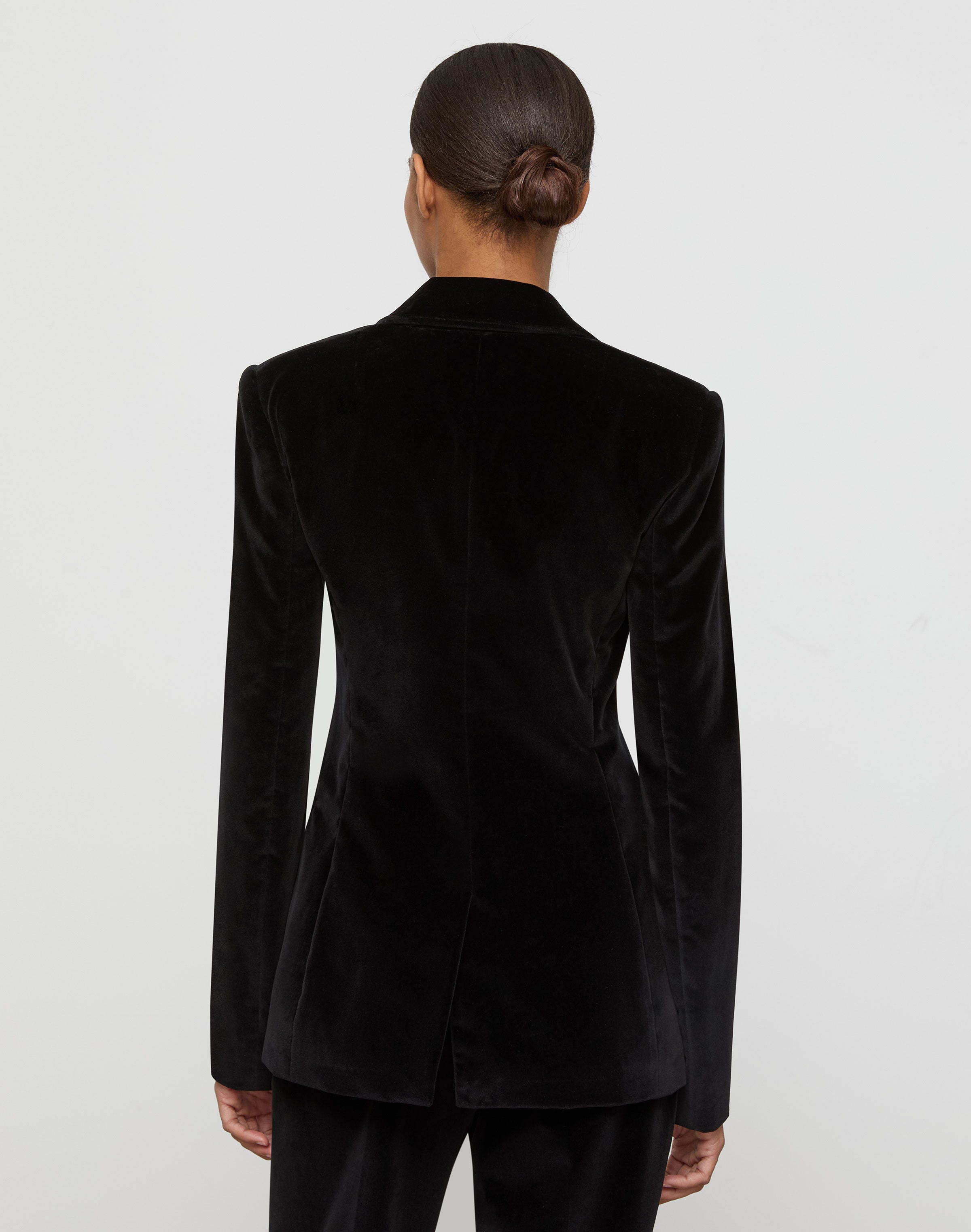 Velvet Single Button Fitted Blazer