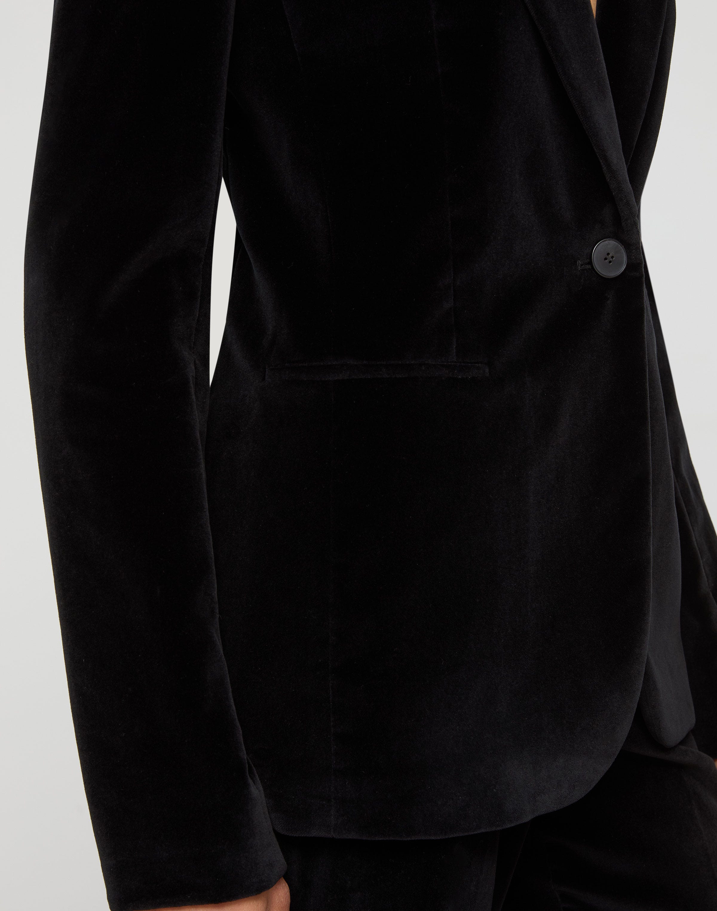 Velvet Single Button Fitted Blazer