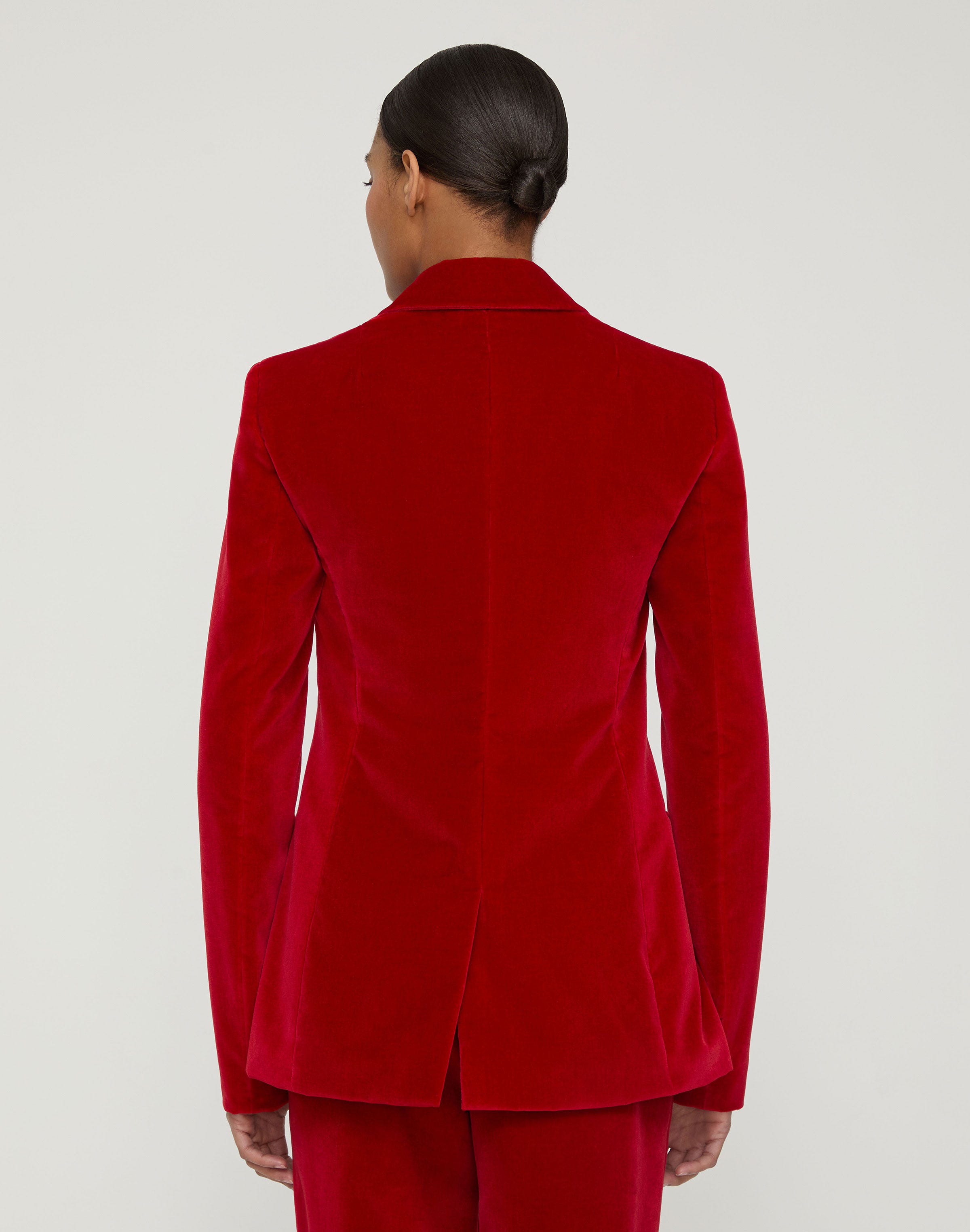 Plus-Size Velvet Single Button Fitted Blazer