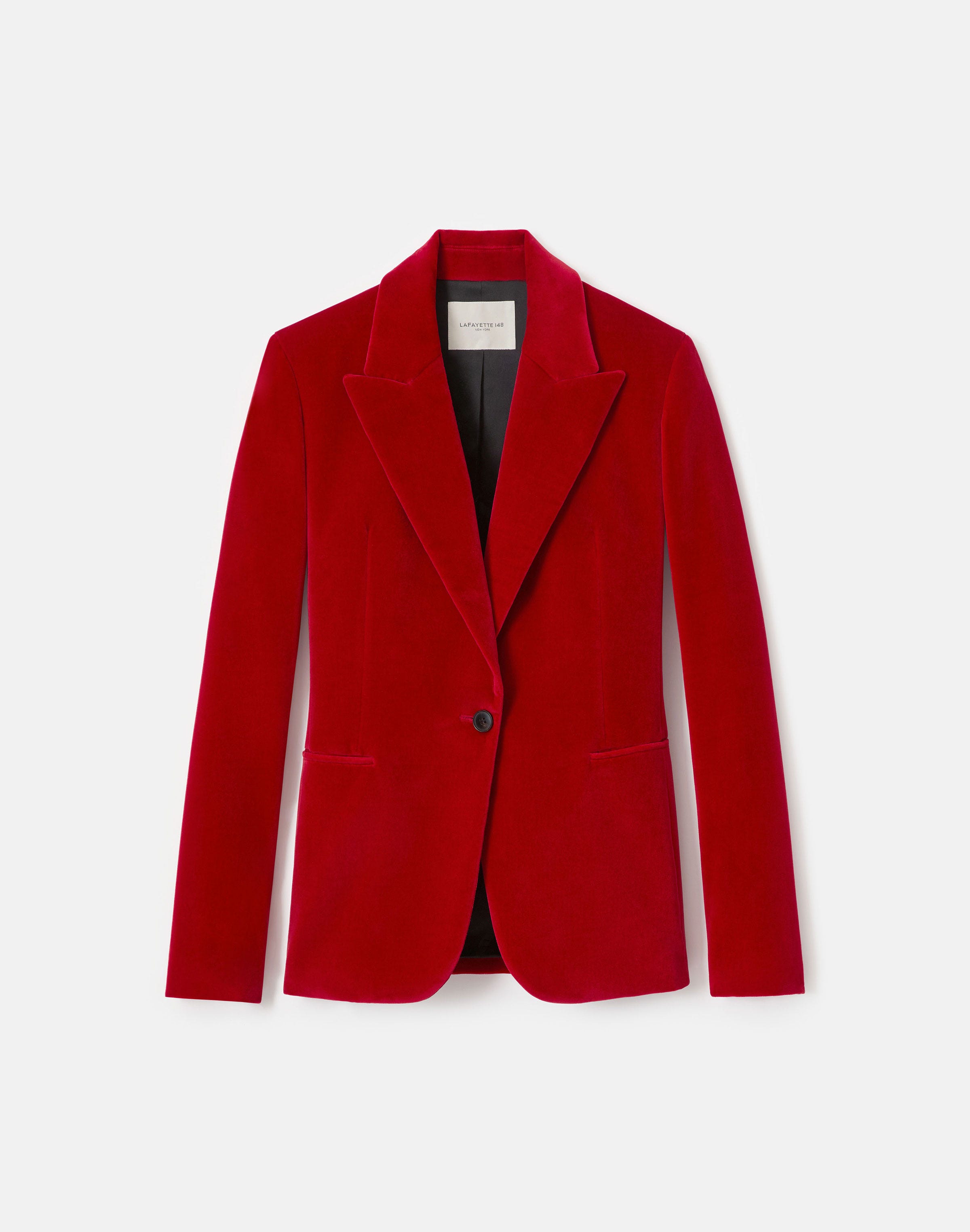 Plus-Size Velvet Single Button Fitted Blazer