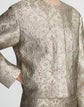 Metallic Baroque Botanical Brocade Collarless Jacket