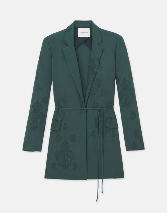 Baroque Botanical Cloqué Flap Pocket Jacket