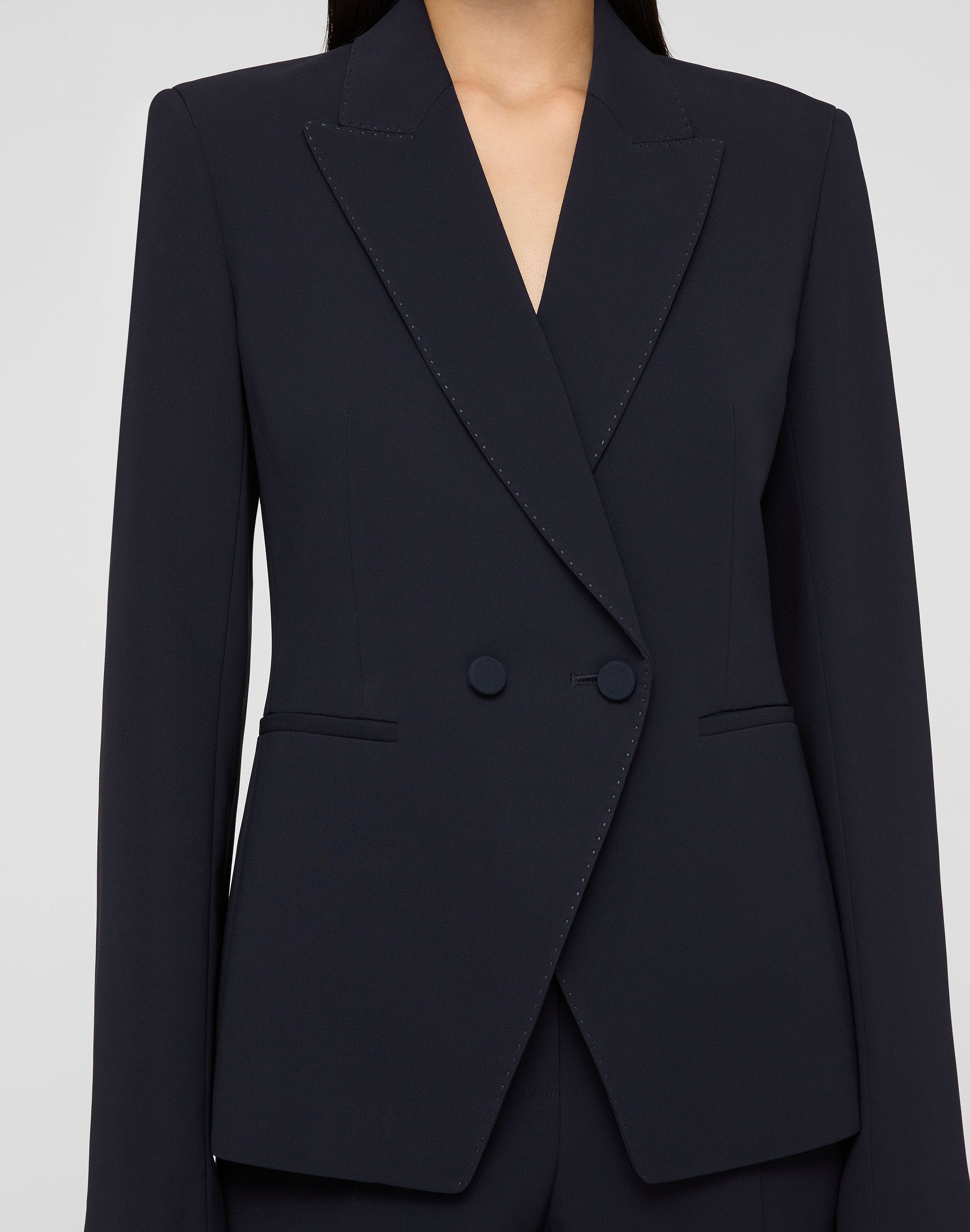 Petite Responsible Finesse Crepe Double Breasted Blazer
