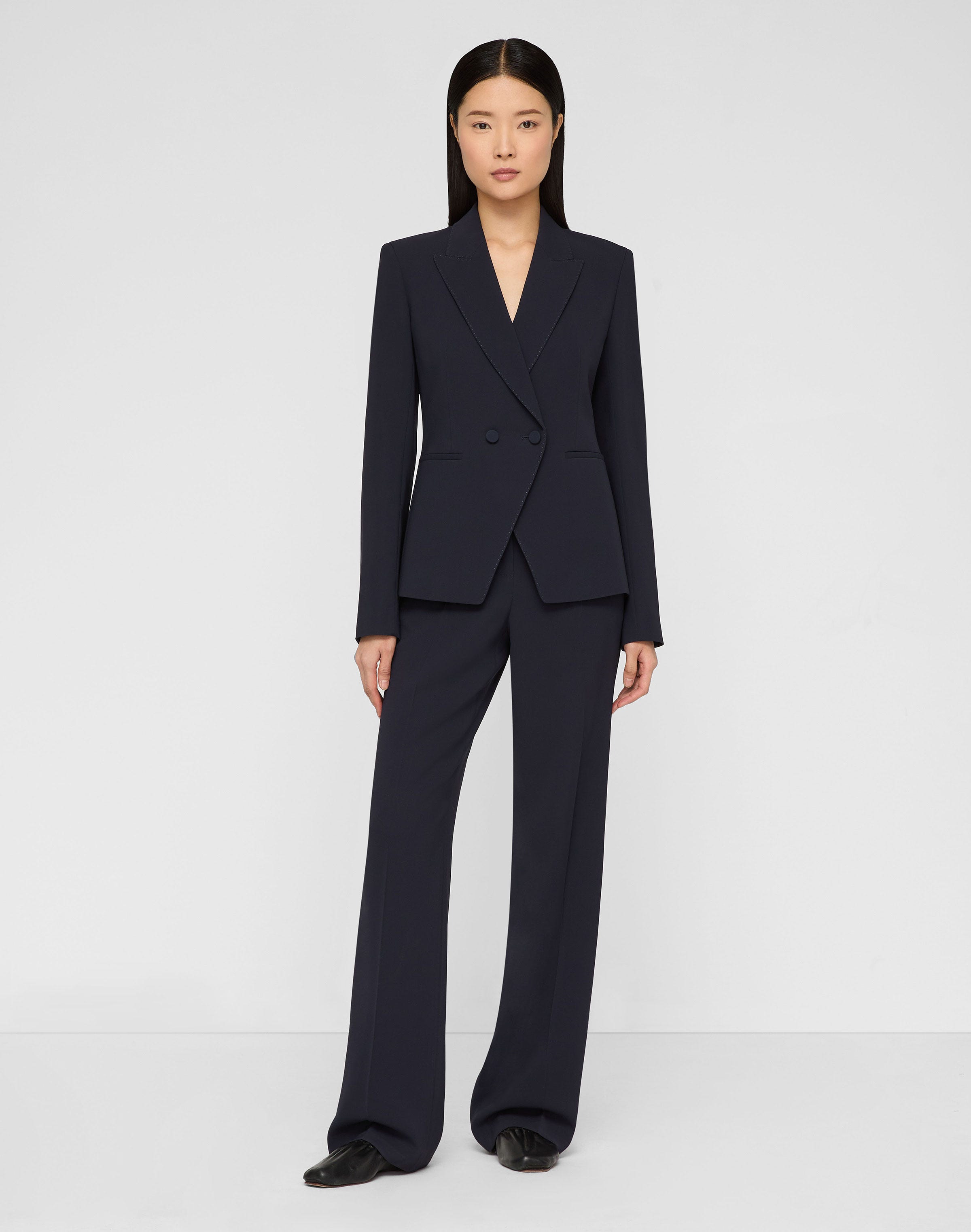 Petite Responsible Finesse Crepe Double Breasted Blazer