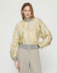 Pastel Dust Fringe Jacquard Dolman Sleeve Bomber