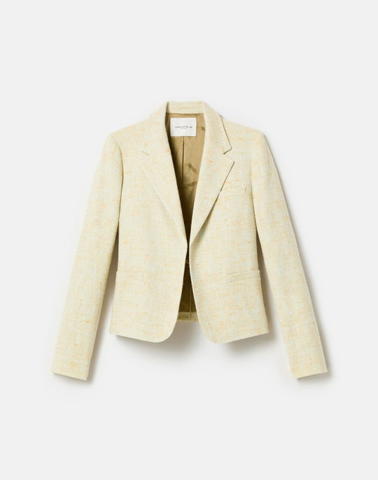 Pastel Dust Tweed Cropped Boyfriend Blazer