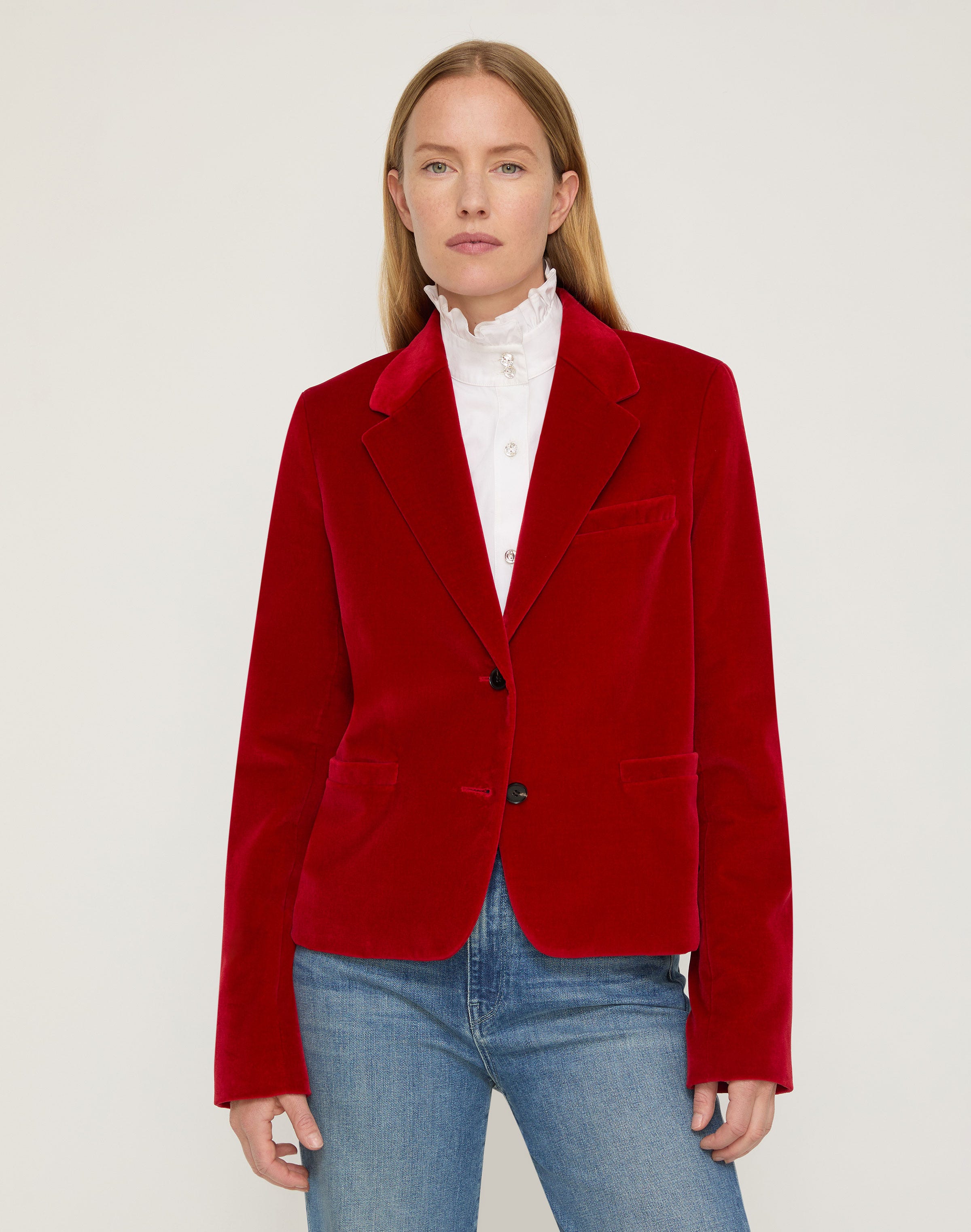 Velvet Cropped Boyfriend Blazer