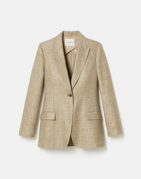 Marled Panama Weave Straight Blazer