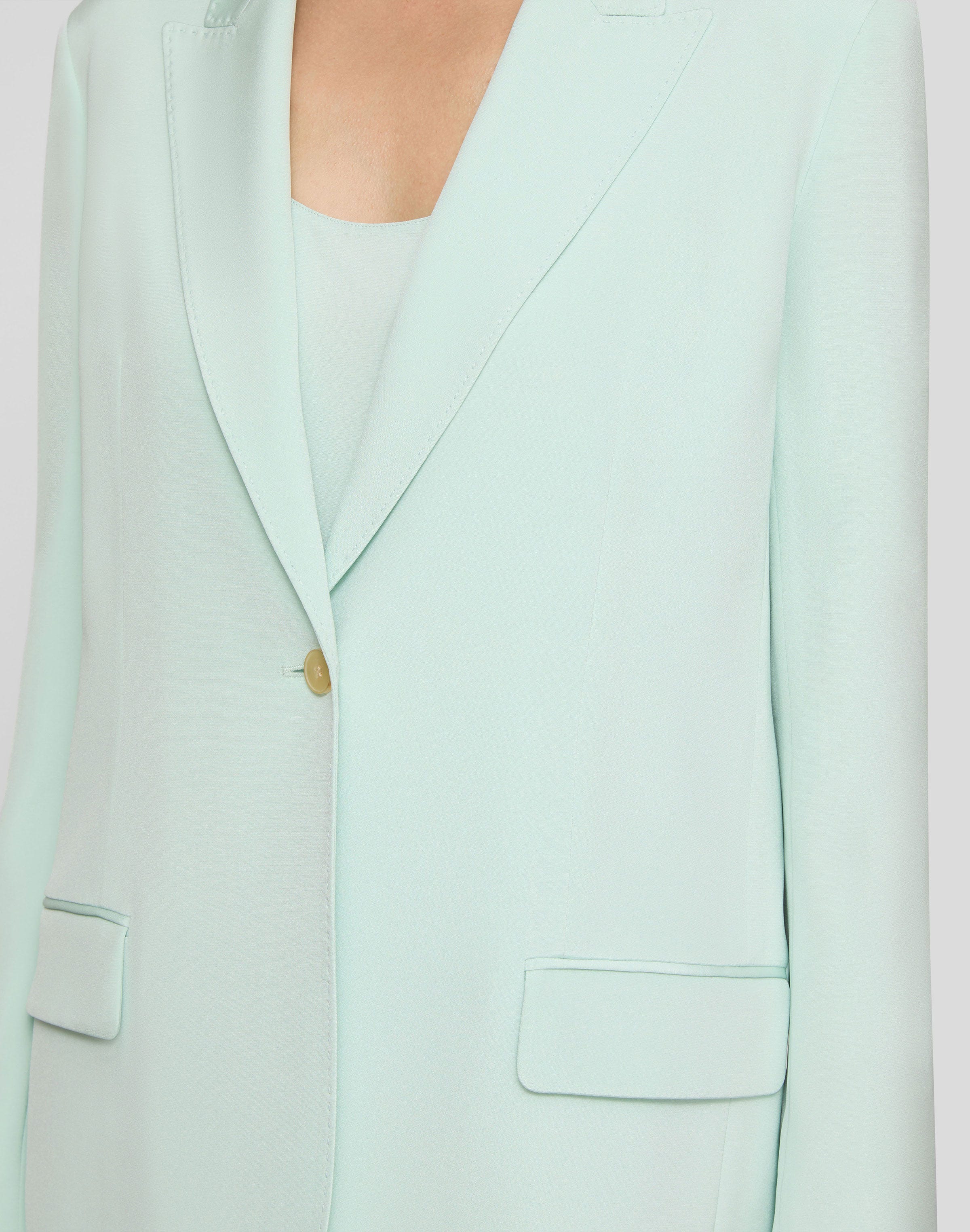 Organic Silk Stretch Crepe De Chine Peak Lapel Blazer