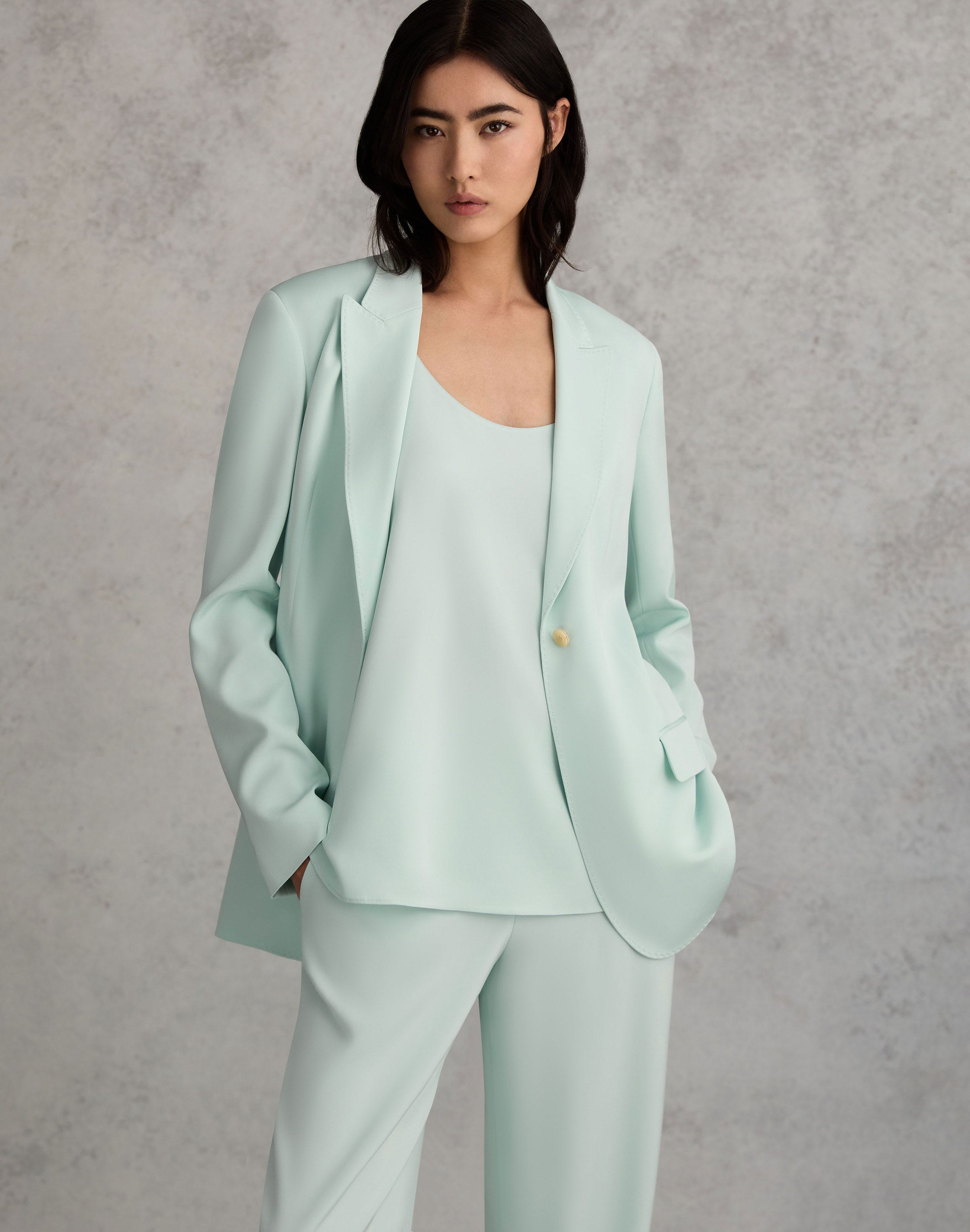 Organic Silk Stretch Crepe De Chine Peak Lapel Blazer