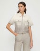Hand Dip Dye L148 Denim Short Sleeve Zip Jacket