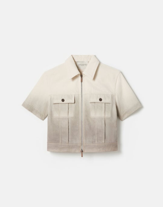 Hand Dip Dye L148 Denim Short Sleeve Zip Jacket