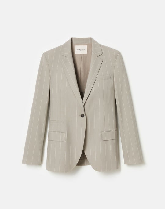 Pinstripe Tropical Stretch Wool Neapolitan Jacket