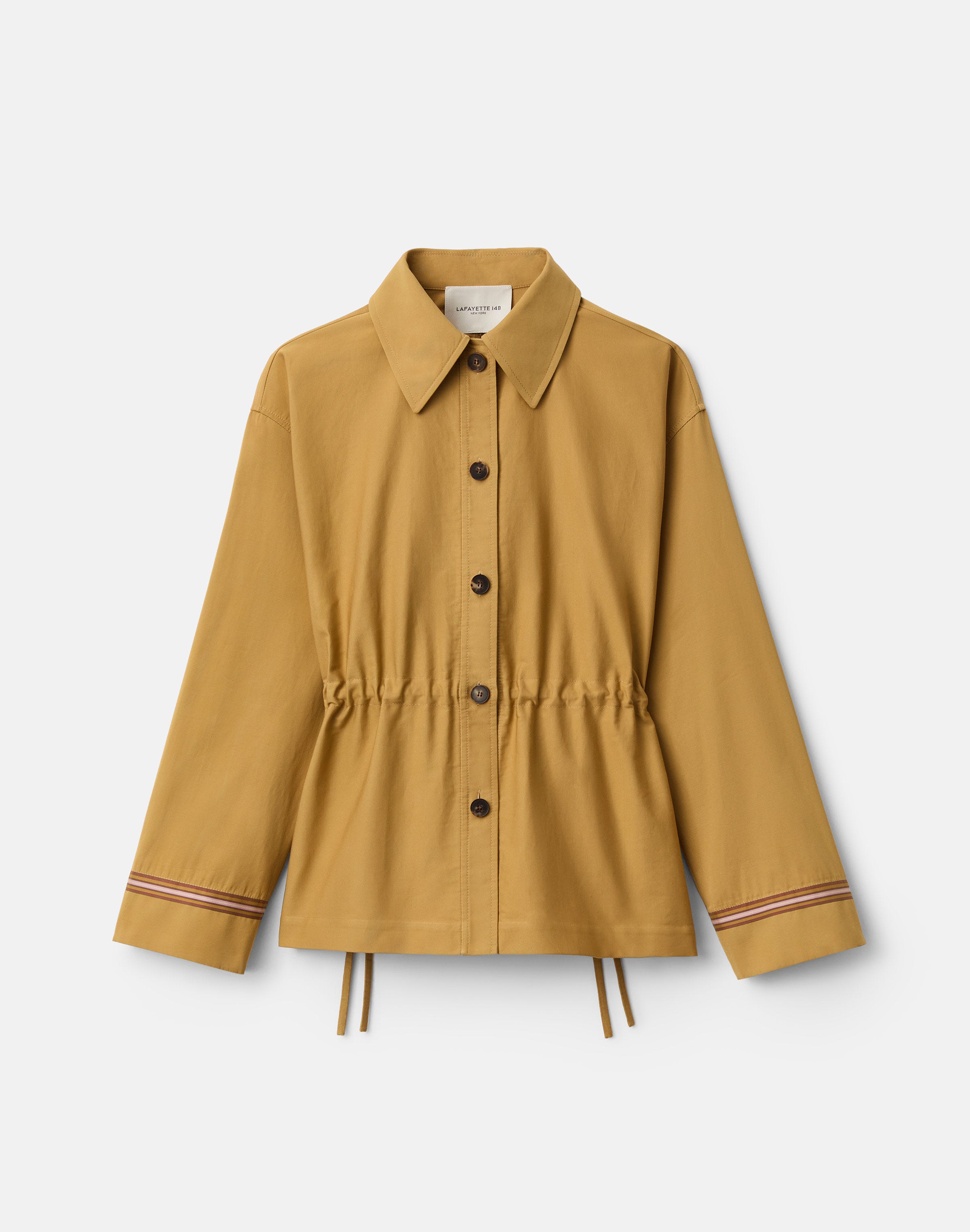 Ribbon Stripe Cotton Gathered Waist Jacket