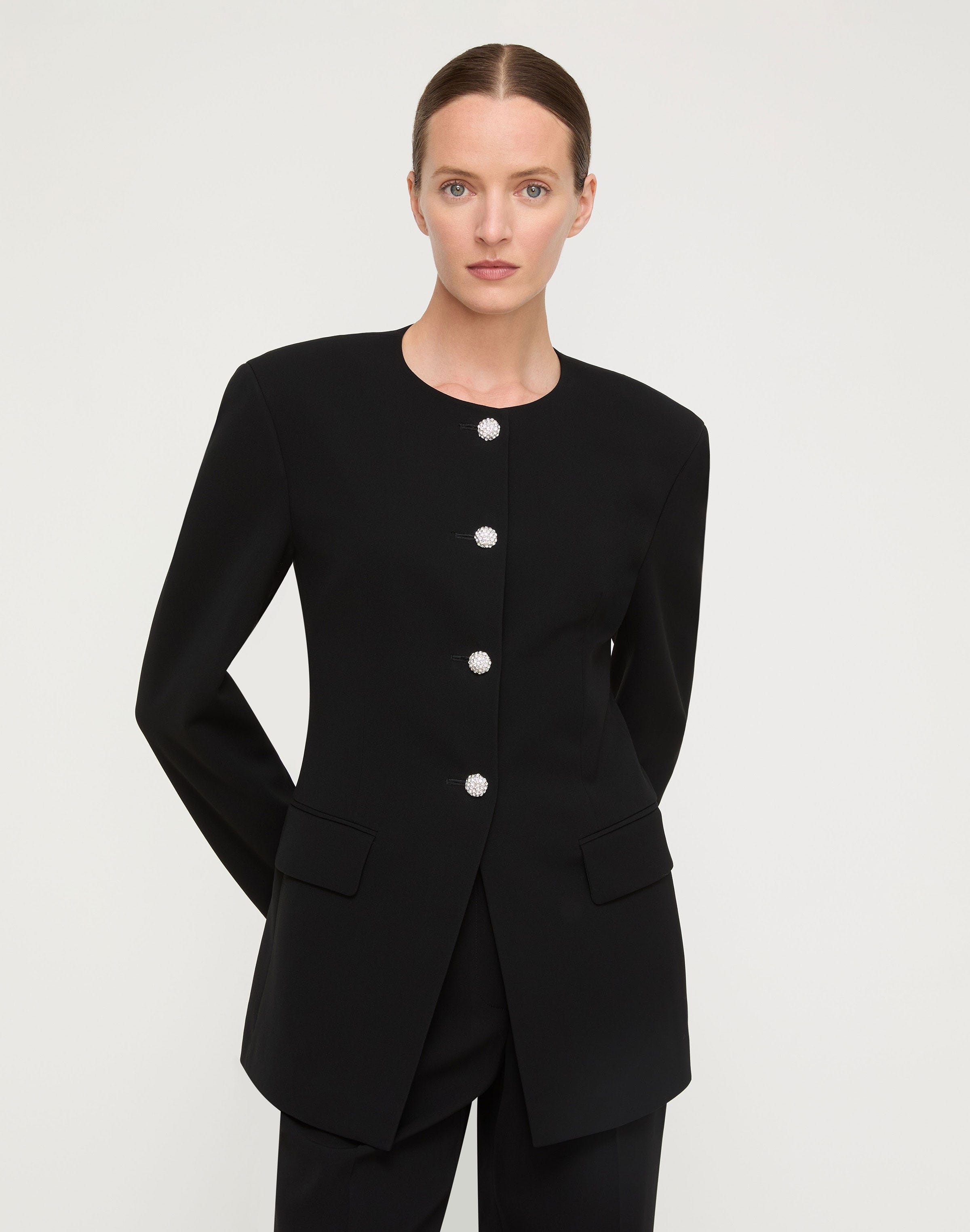 Responsible Finesse Crepe Cluster Button Jacket