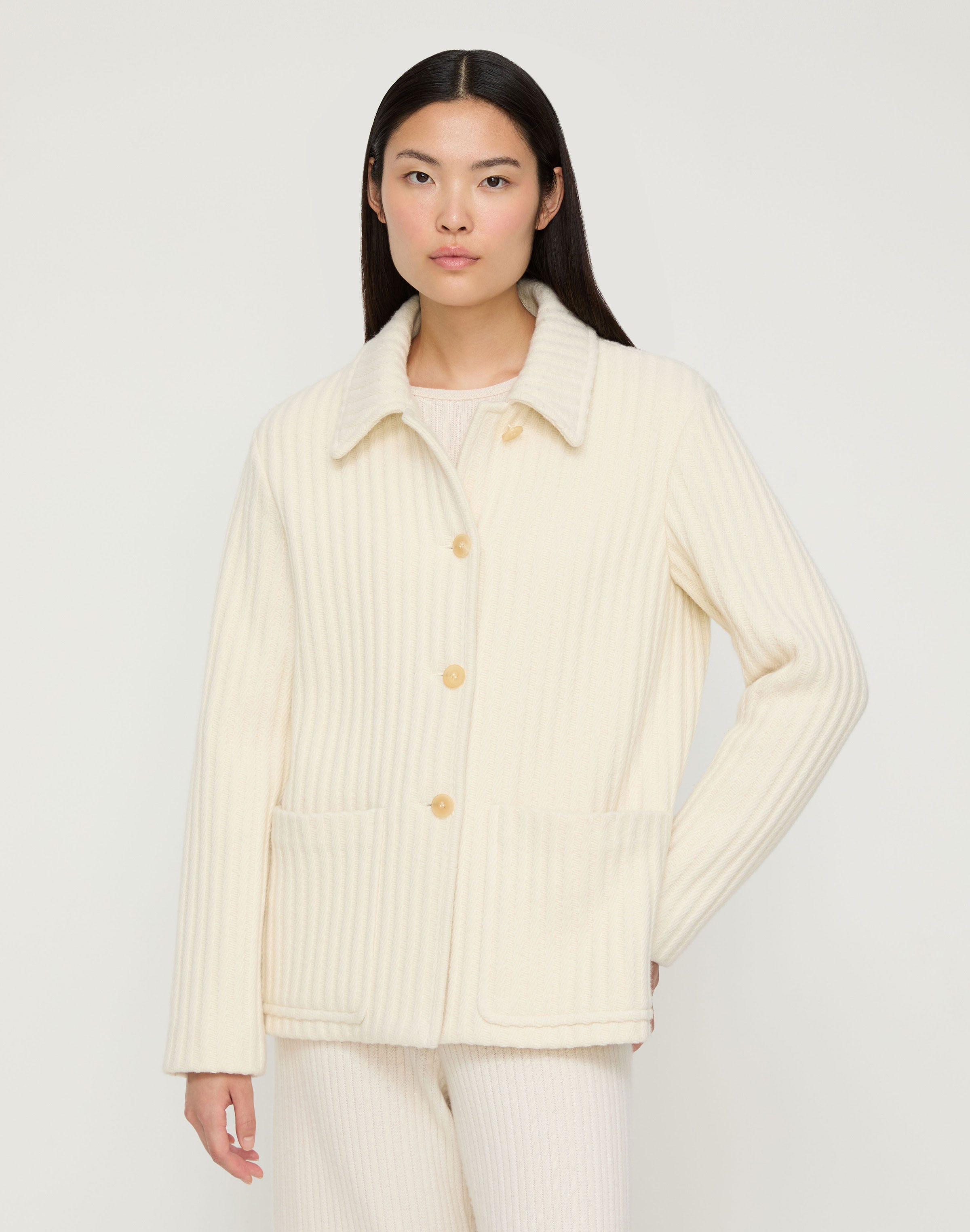 Lofty Merino Wool-Cashmere Patch Pocket Jacket