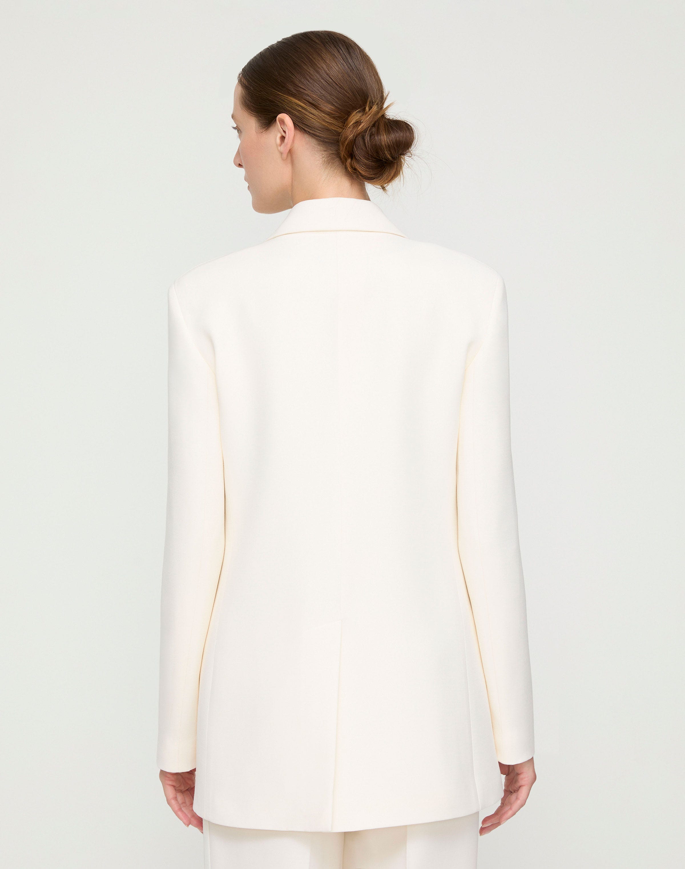 Wool-Silk Crepe Double Breasted Jacket