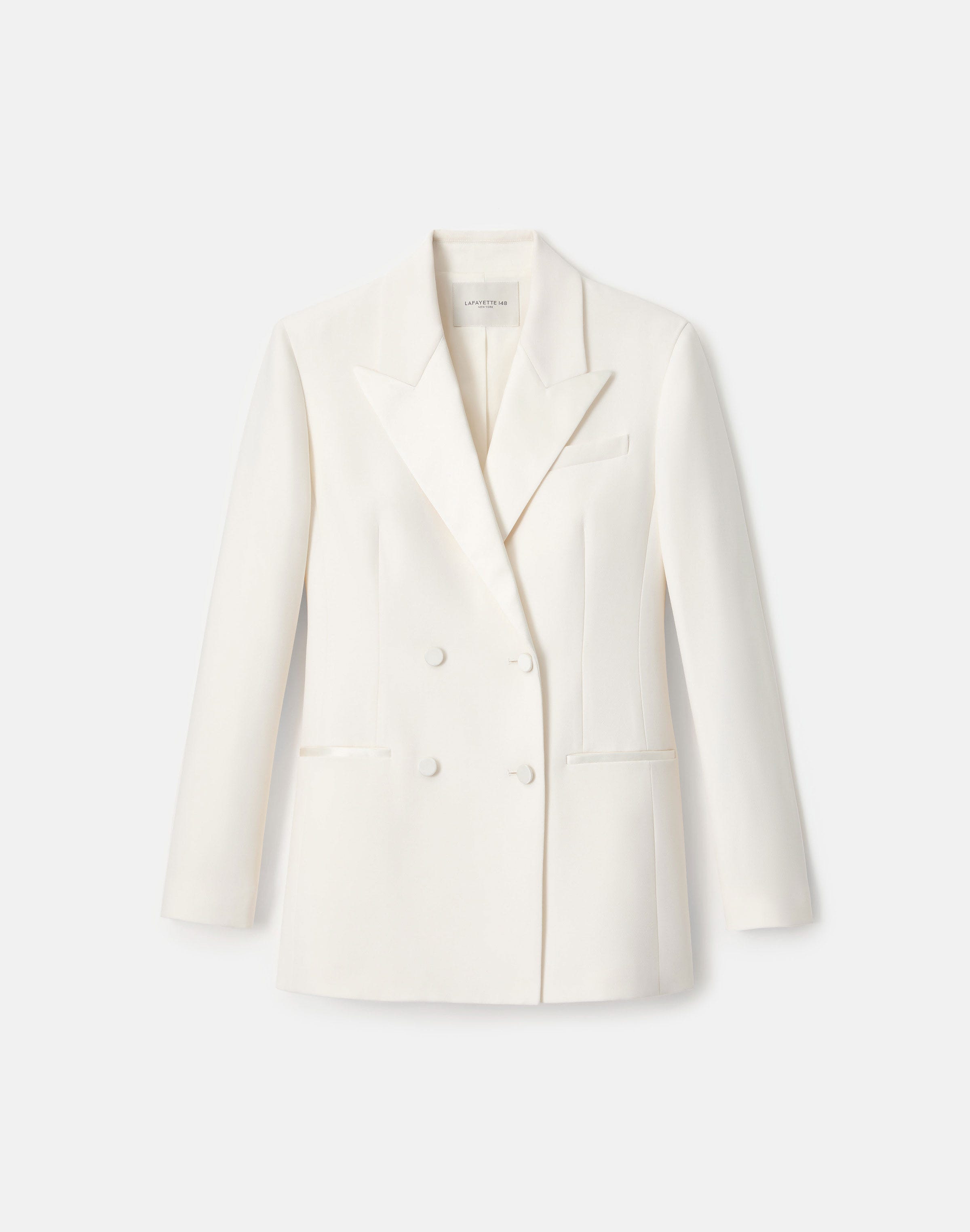 Wool-Silk Crepe Double Breasted Jacket