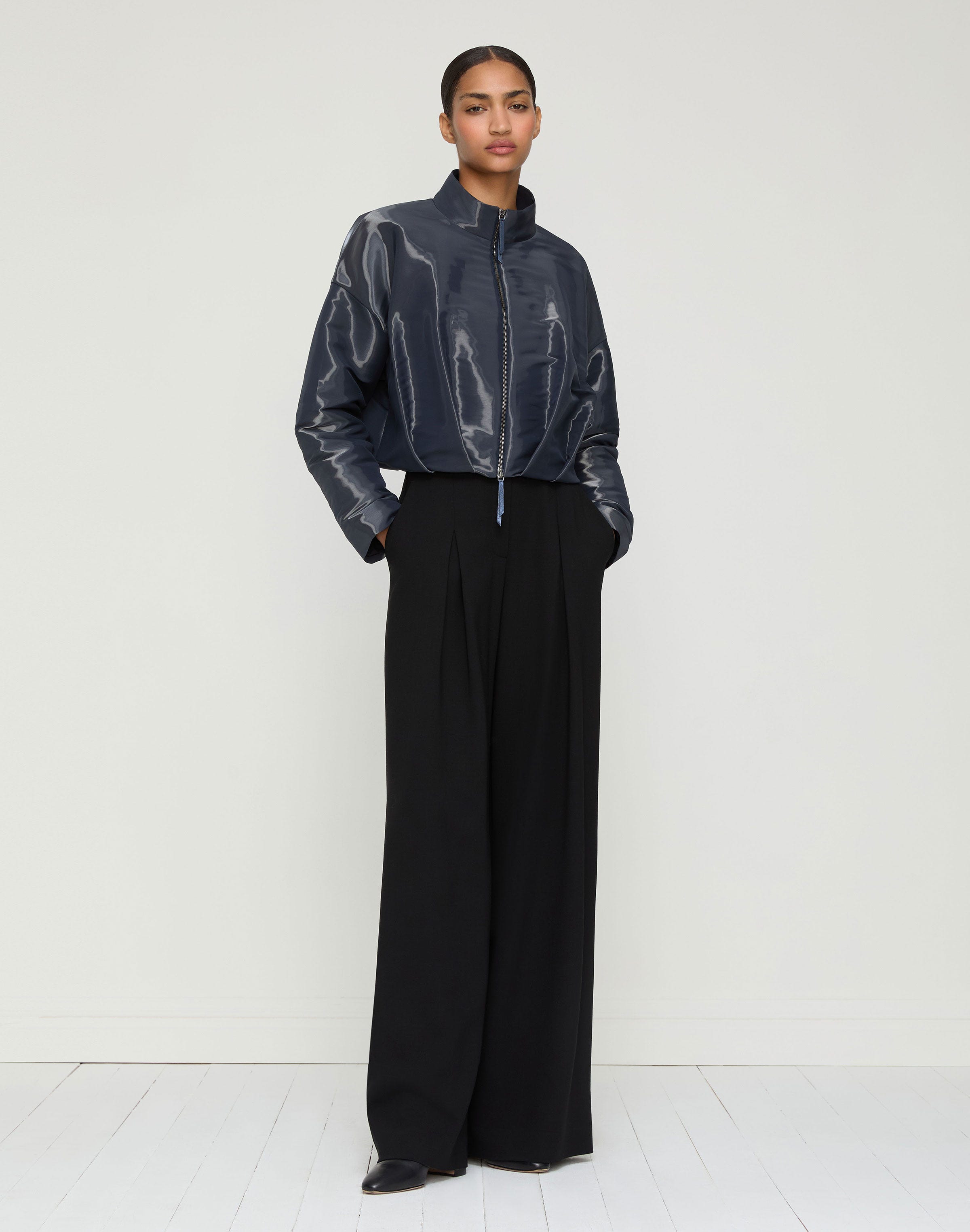 Liquid Twill Pleated Waist Jacket