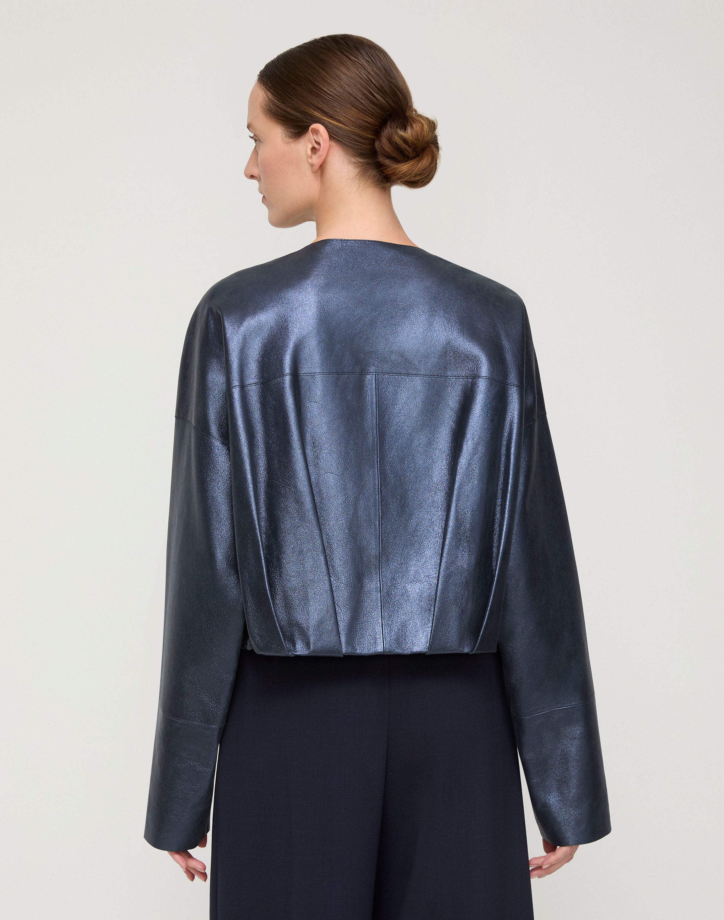 Metallic Stardust Suede Pleated Waist Jacket