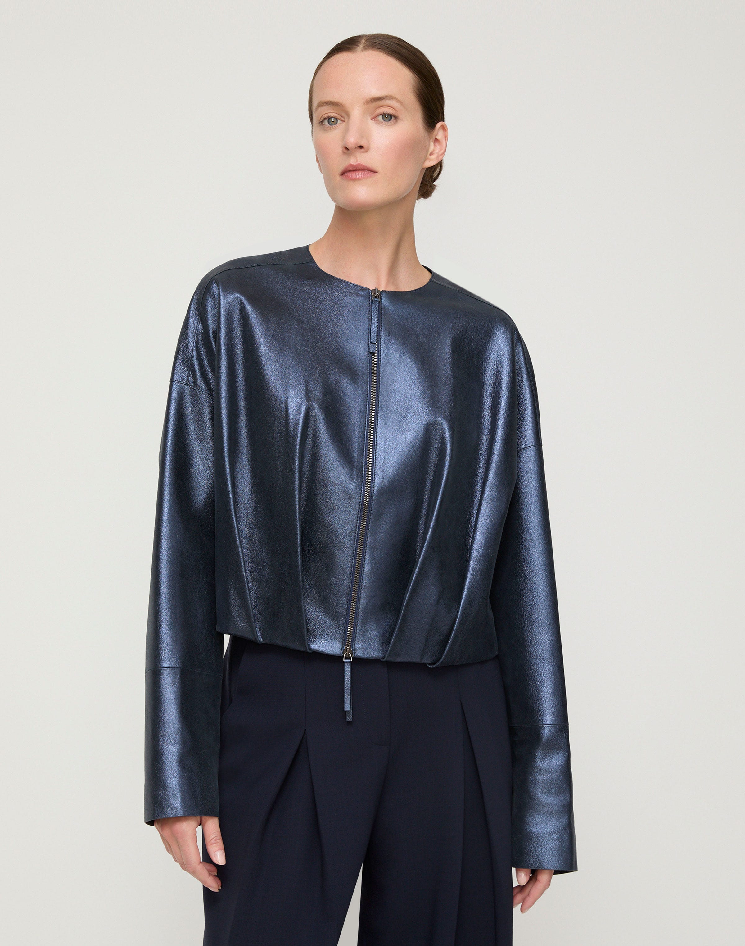 Metallic Stardust Suede Pleated Waist Jacket
