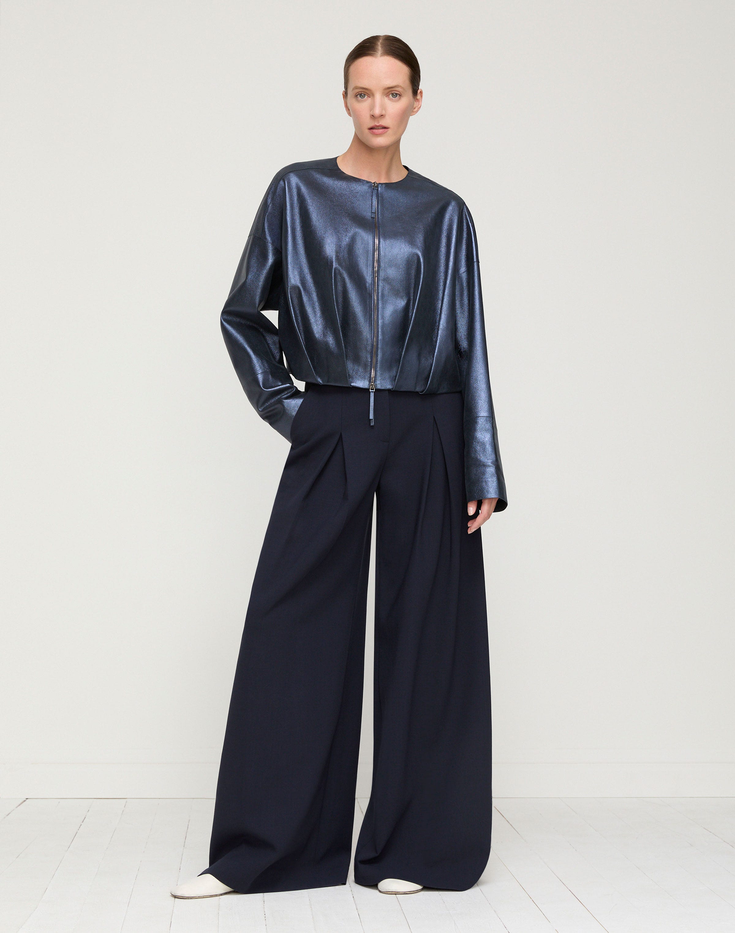 Metallic Stardust Suede Pleated Waist Jacket