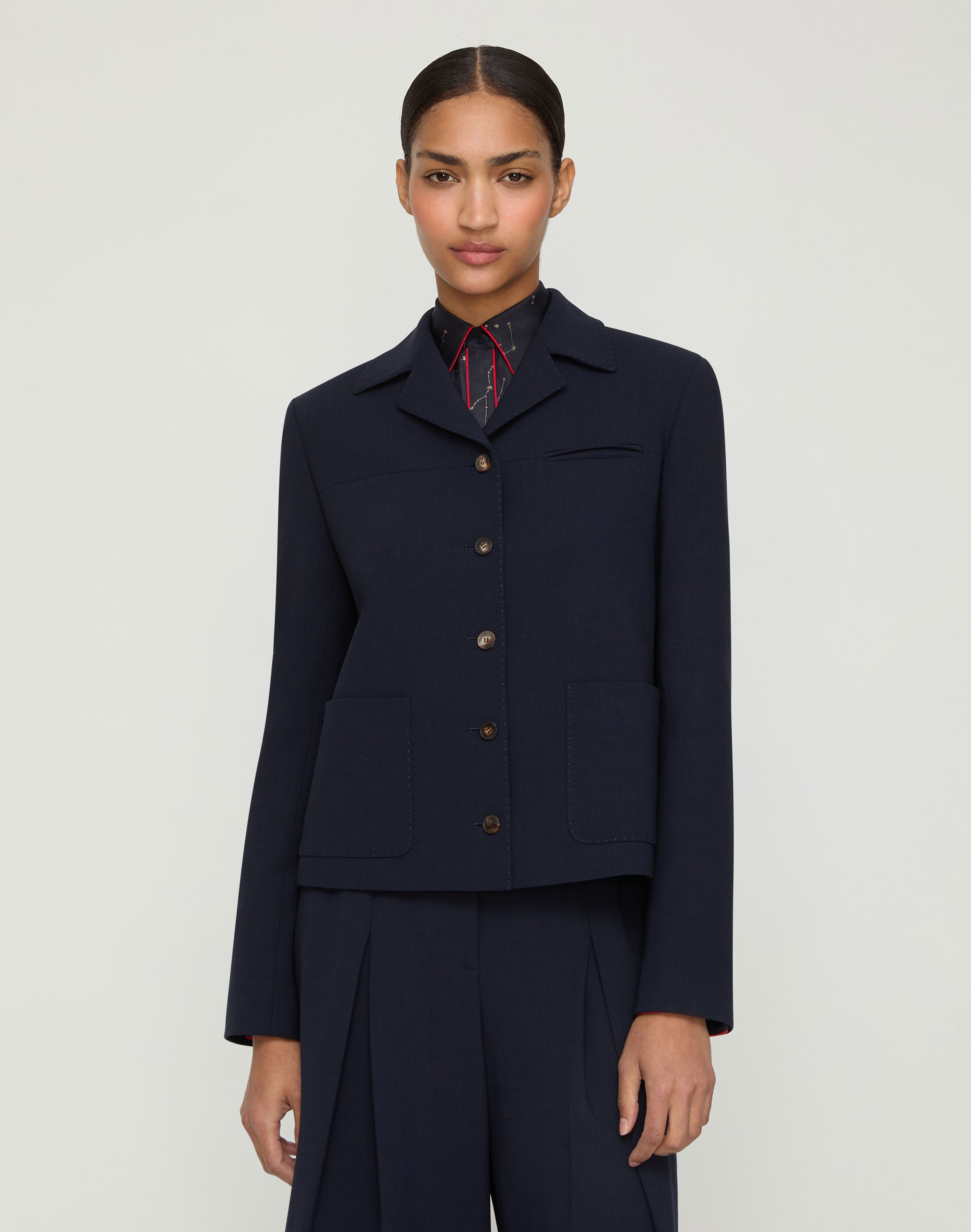Plus-Size Responsible Wool Double Face Patch Pocket Jacket