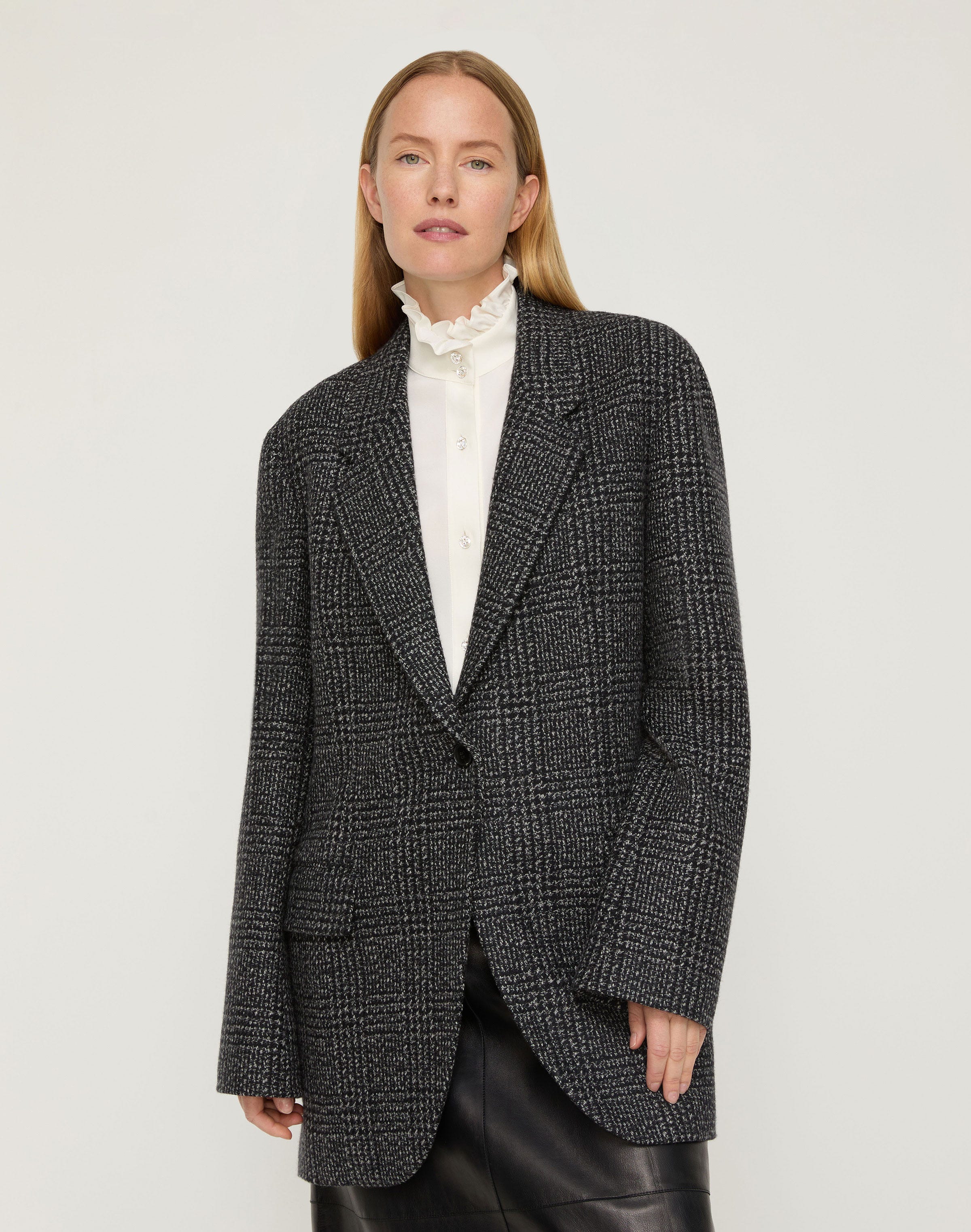 Plaid Wool-Cashmere Mouliné Neapolitan Jacket