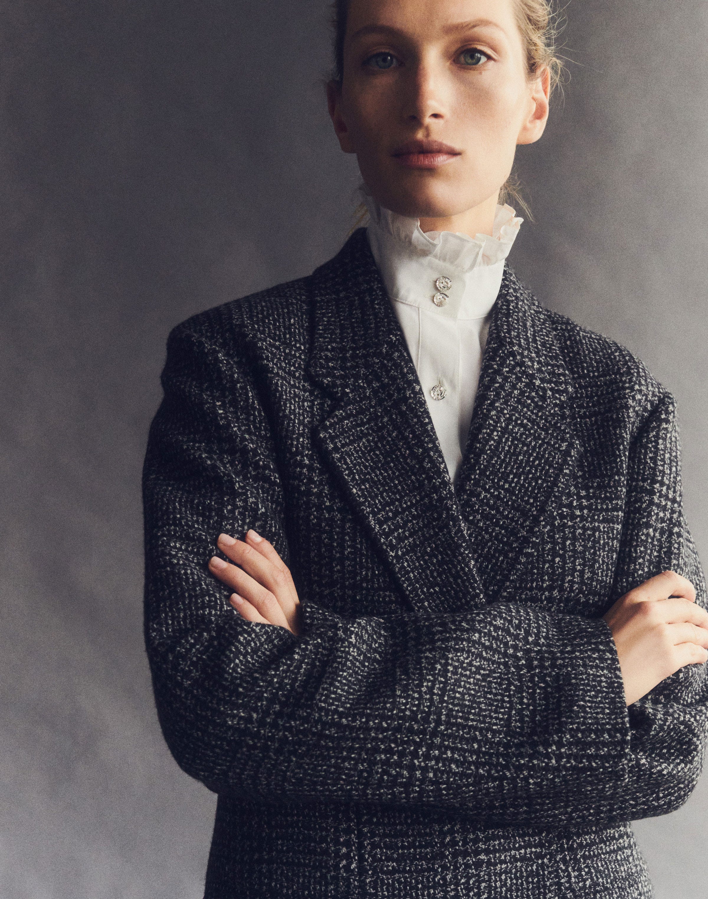 Plaid Wool-Cashmere Mouliné Neapolitan Jacket