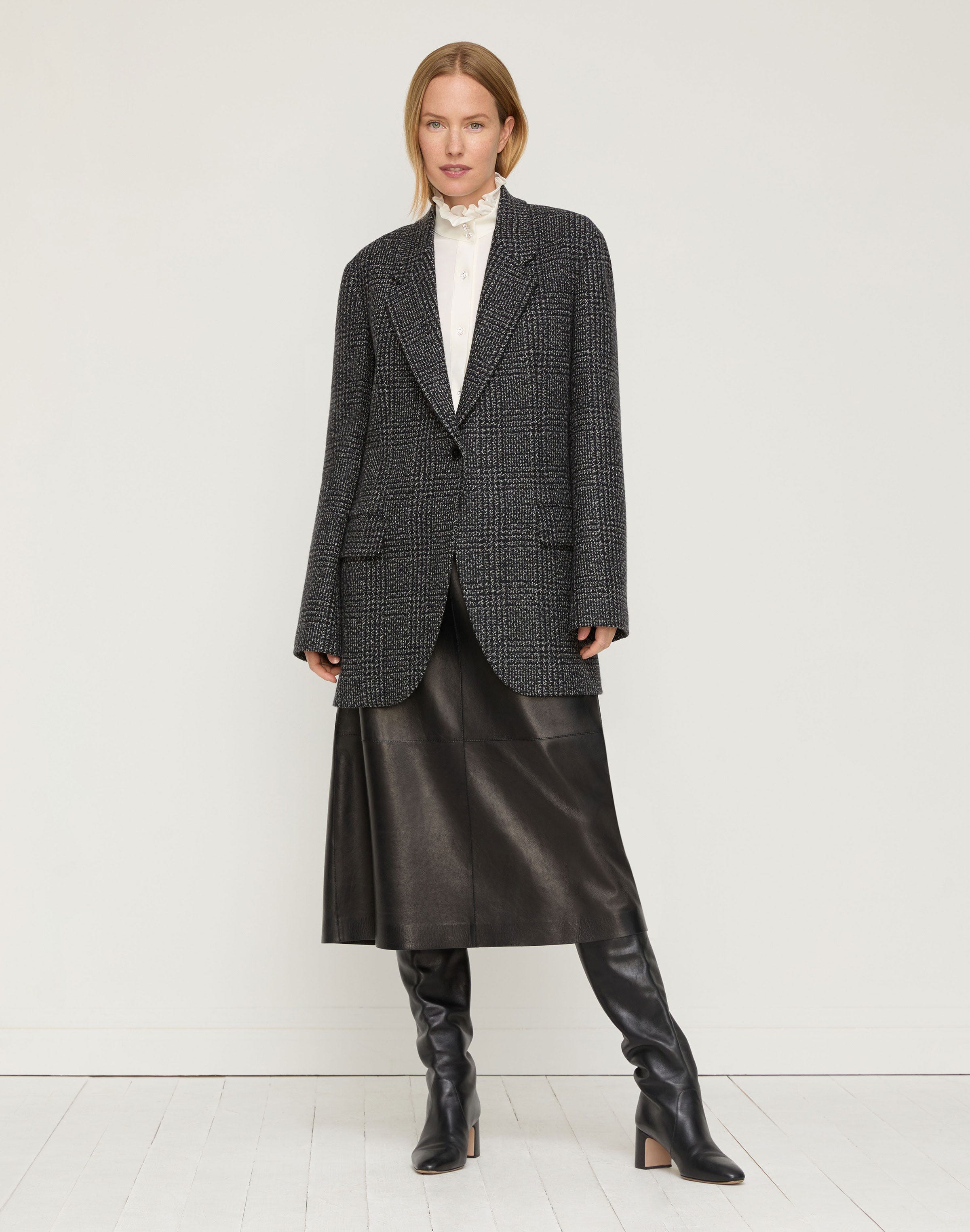 Plaid Wool-Cashmere Mouliné Neapolitan Jacket