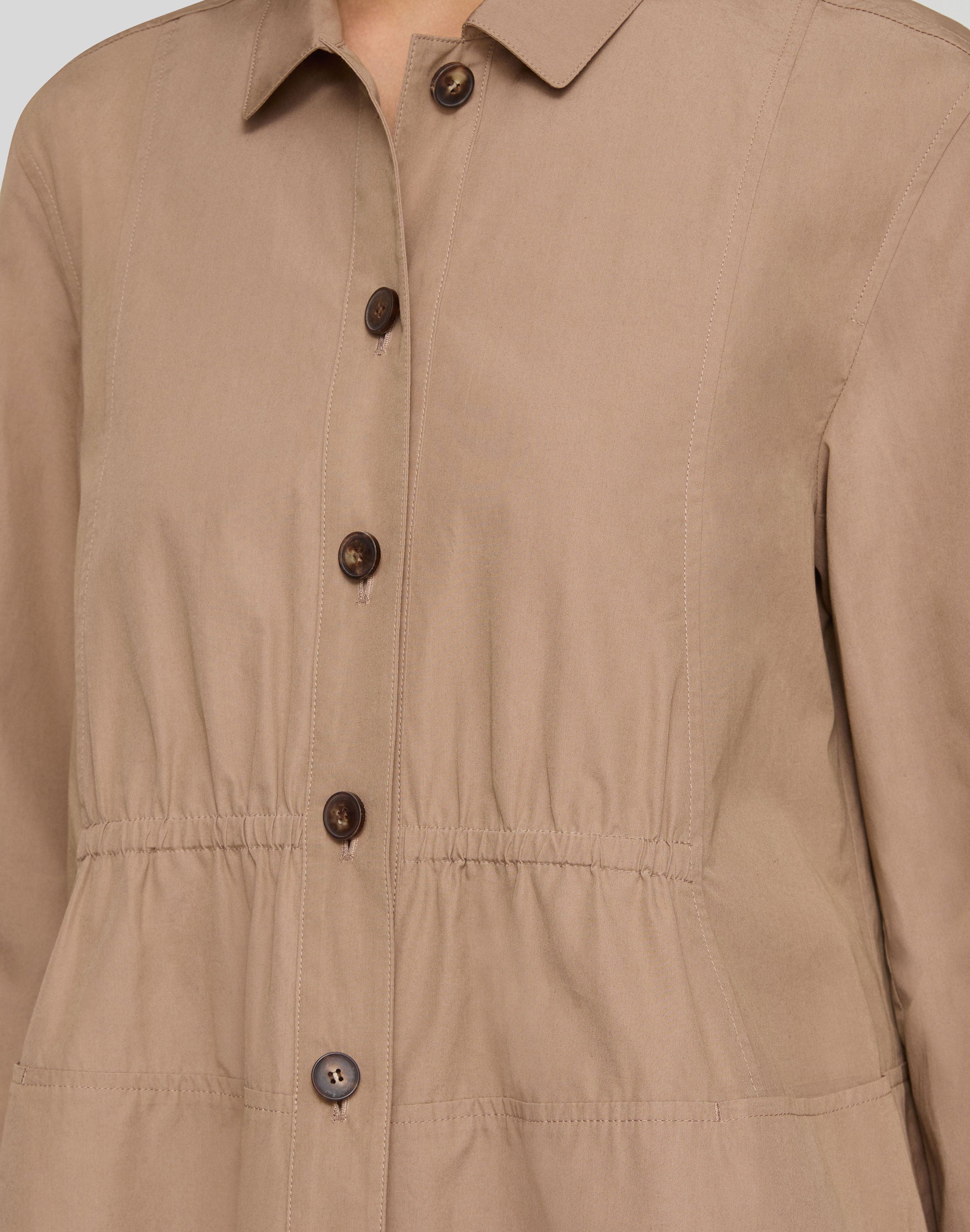 Organic Cotton Poplin Gathered Waist Shirt Jacket