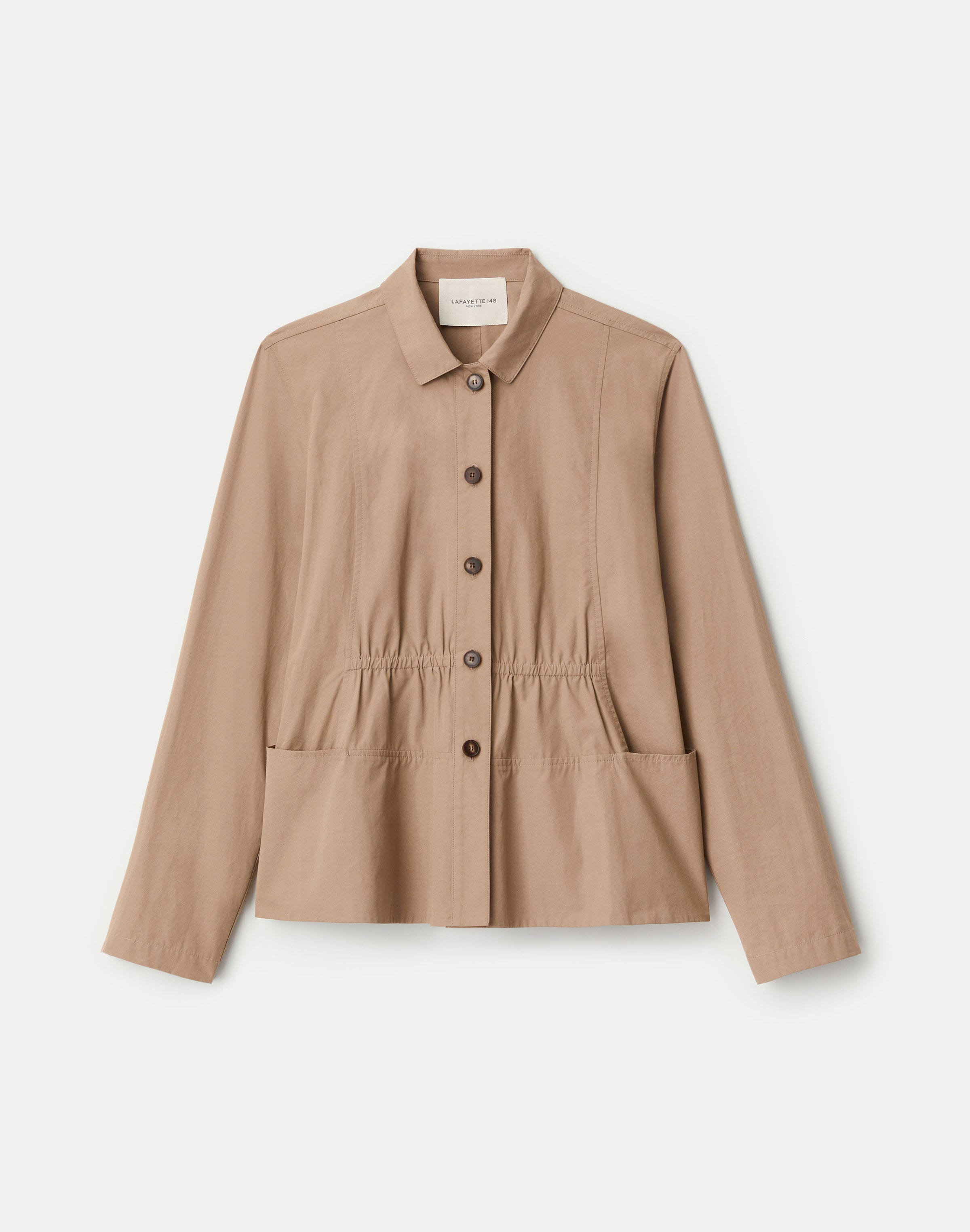 Organic Cotton Poplin Gathered Waist Shirt Jacket
