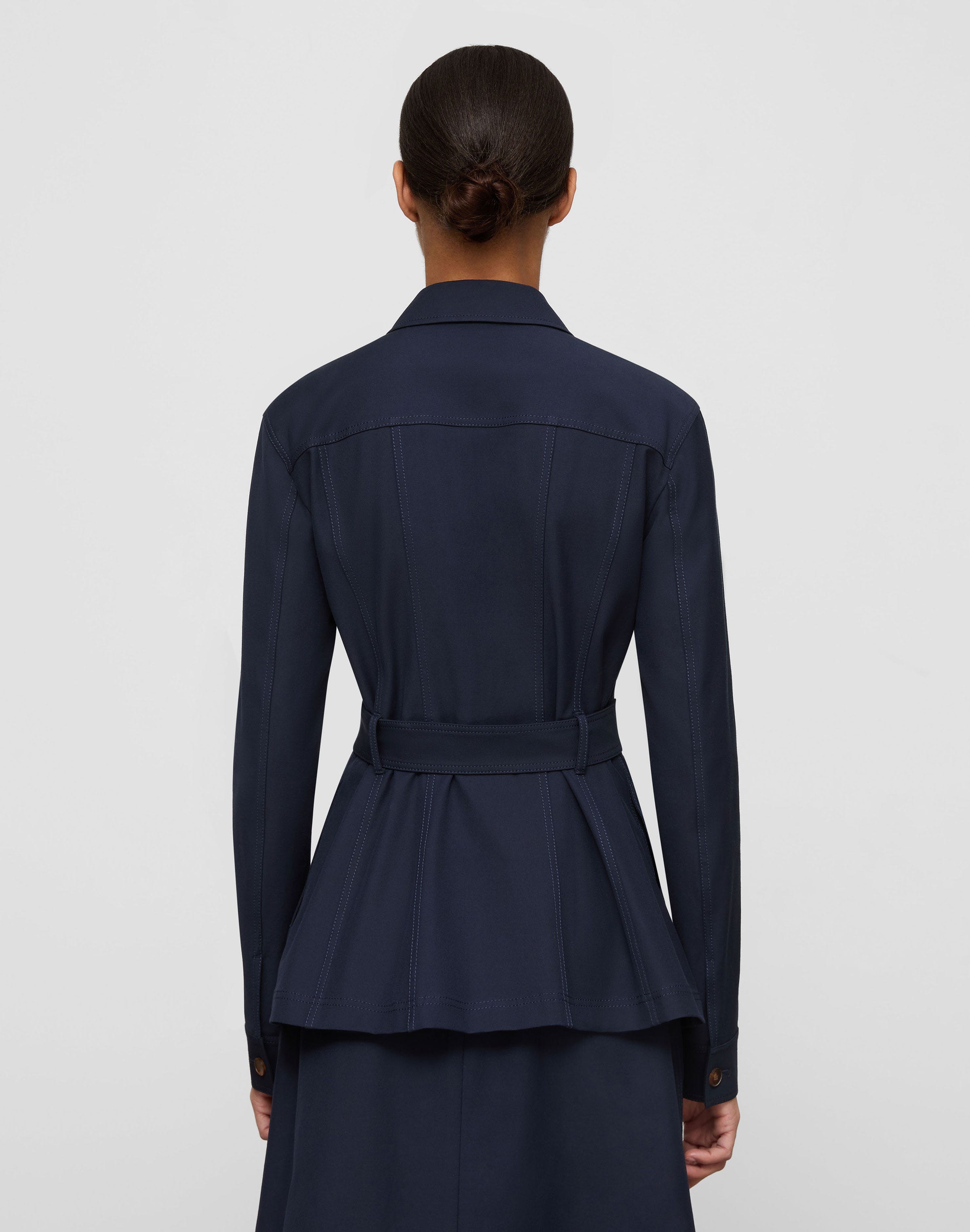 Plus-Size Techno Stretch Twill Belted Jacket