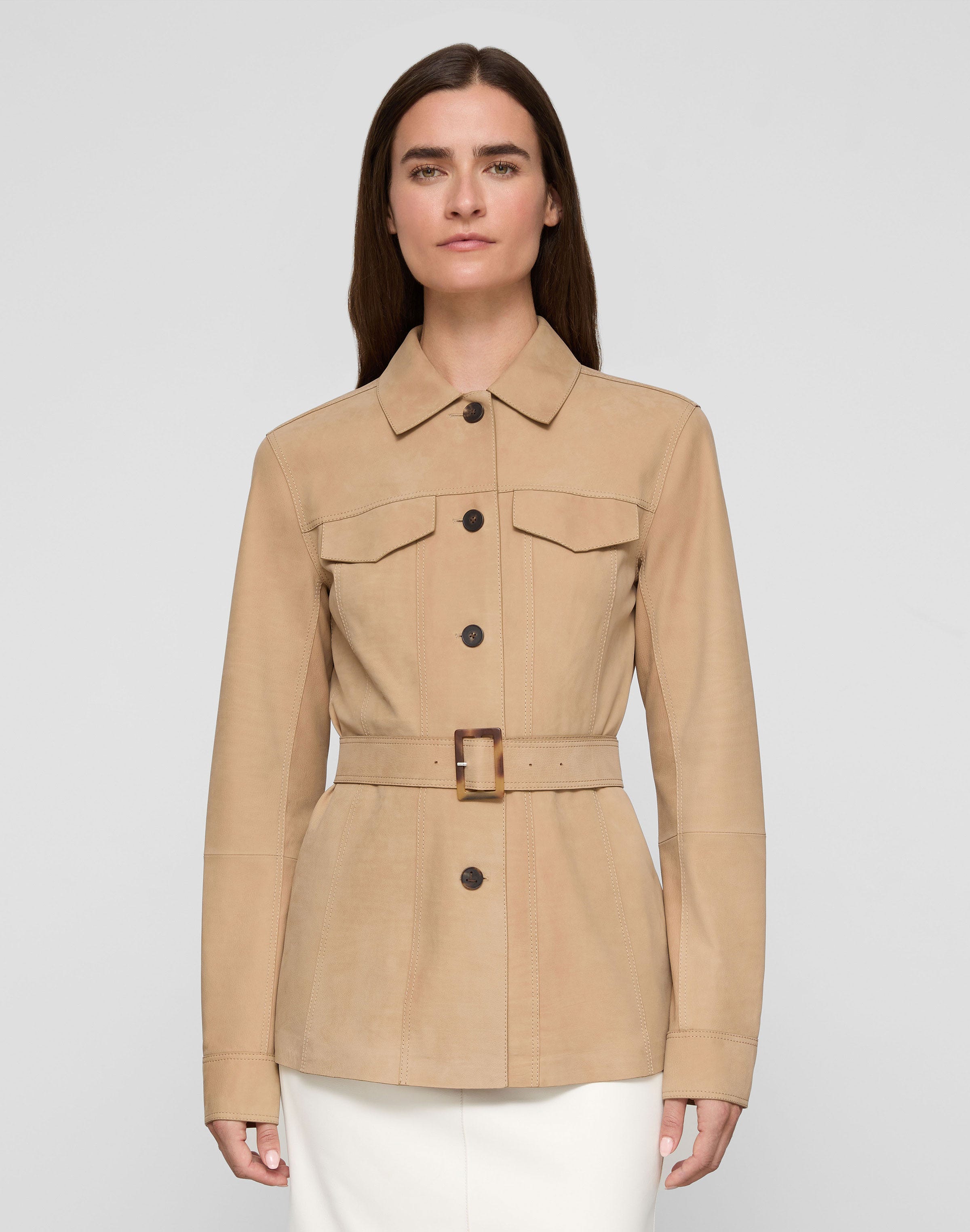 Nubuck Suede Belted Jacket