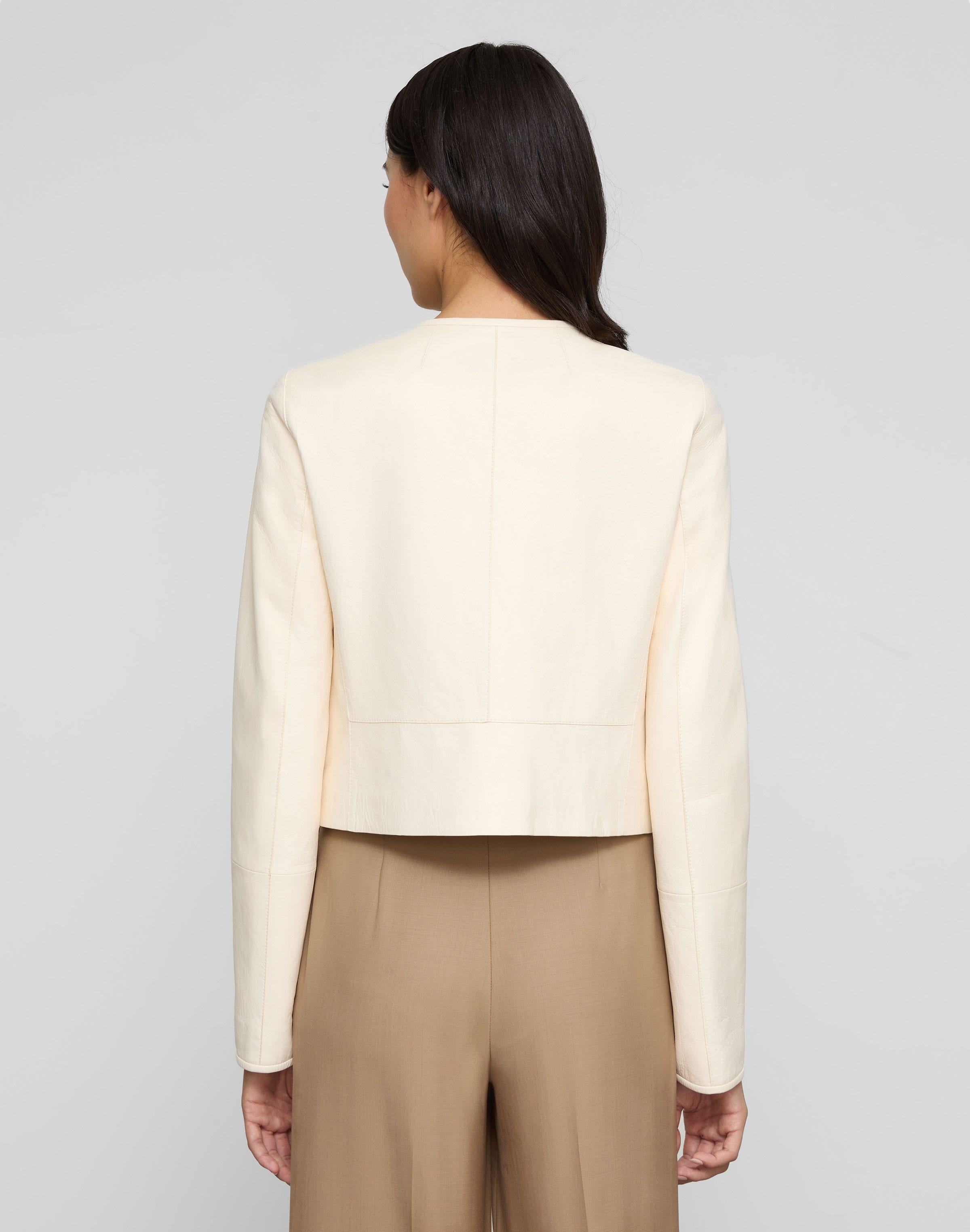 Nappa Leather Patch Pocket Short Jacket