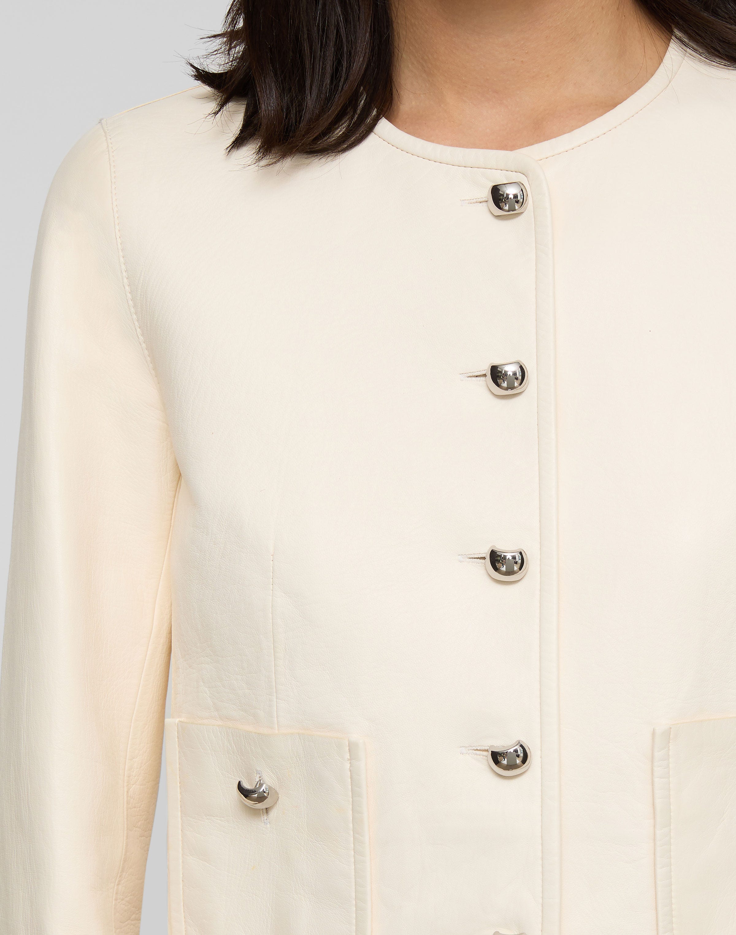 Nappa Leather Patch Pocket Short Jacket