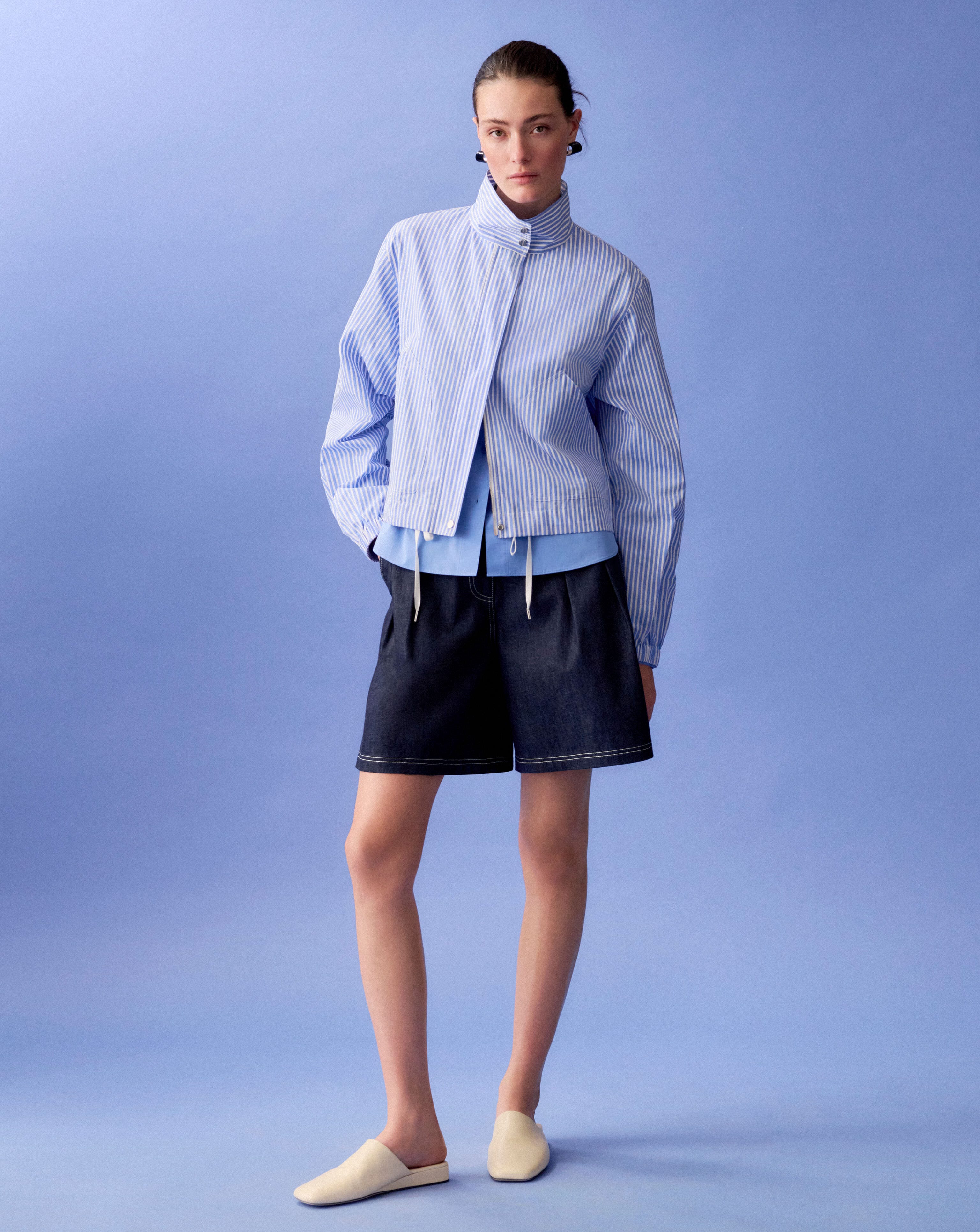 Striped Cotton Bomber and Chambray Park Short