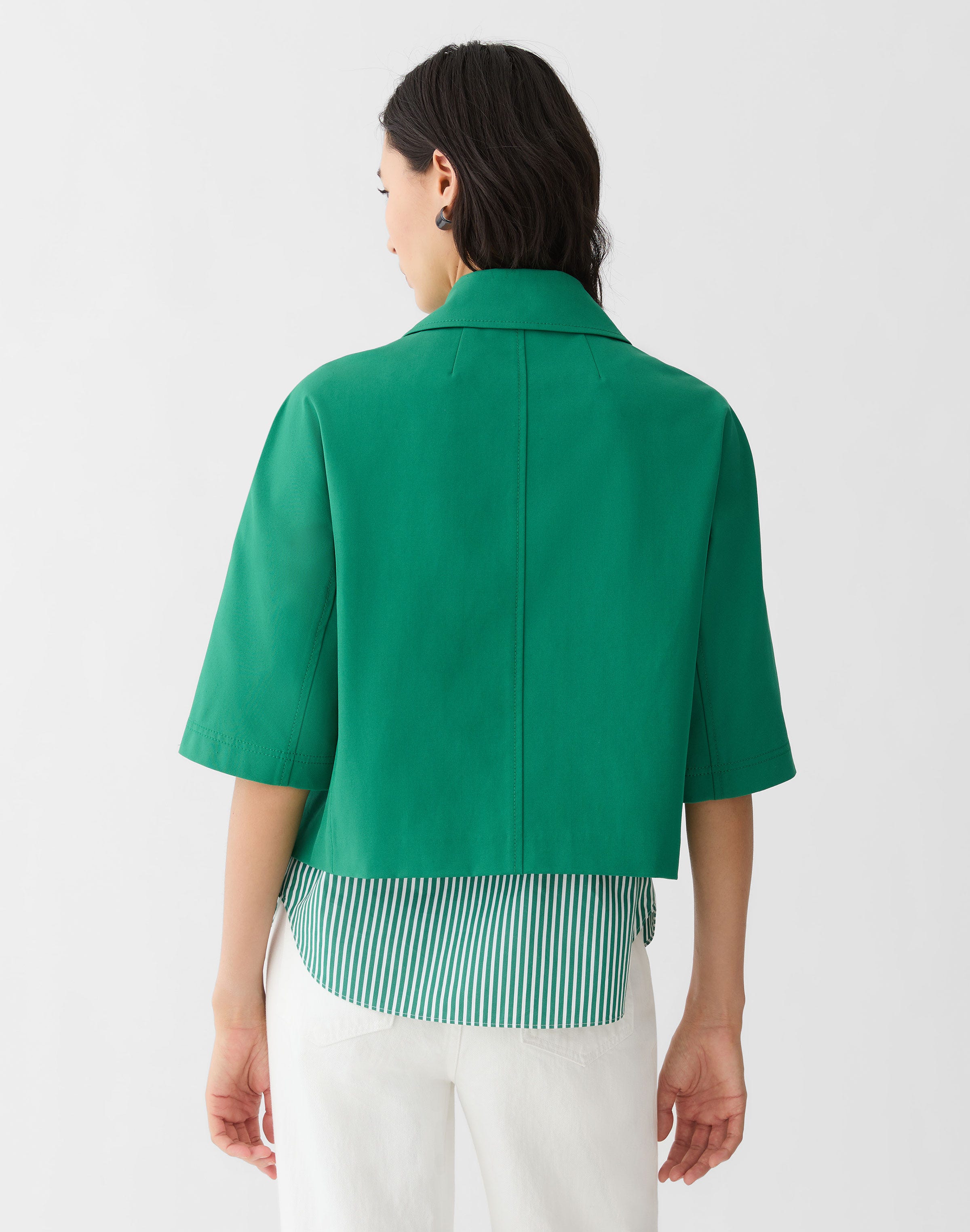 Plus-Size Techno Stretch Twill Cropped Jacket